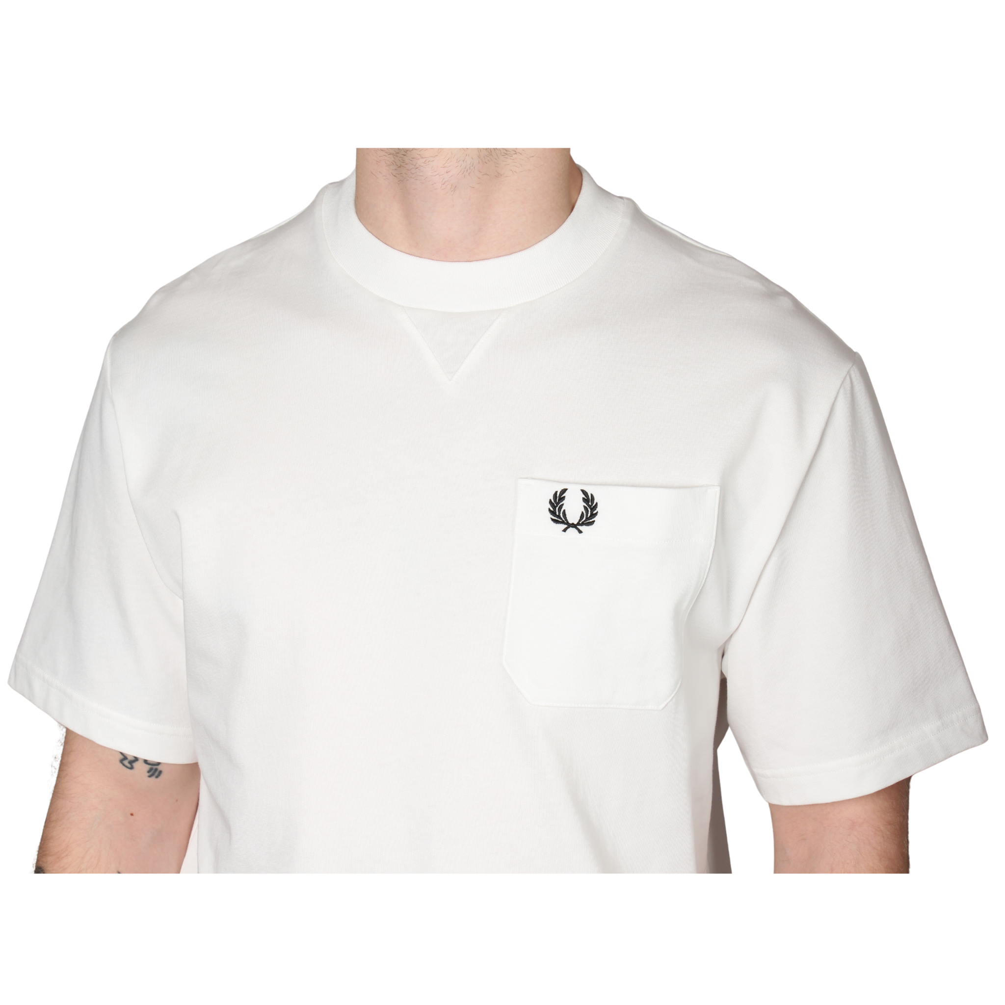 Mens Fred Perry Snow White Pocket Detail S/s T Shirt