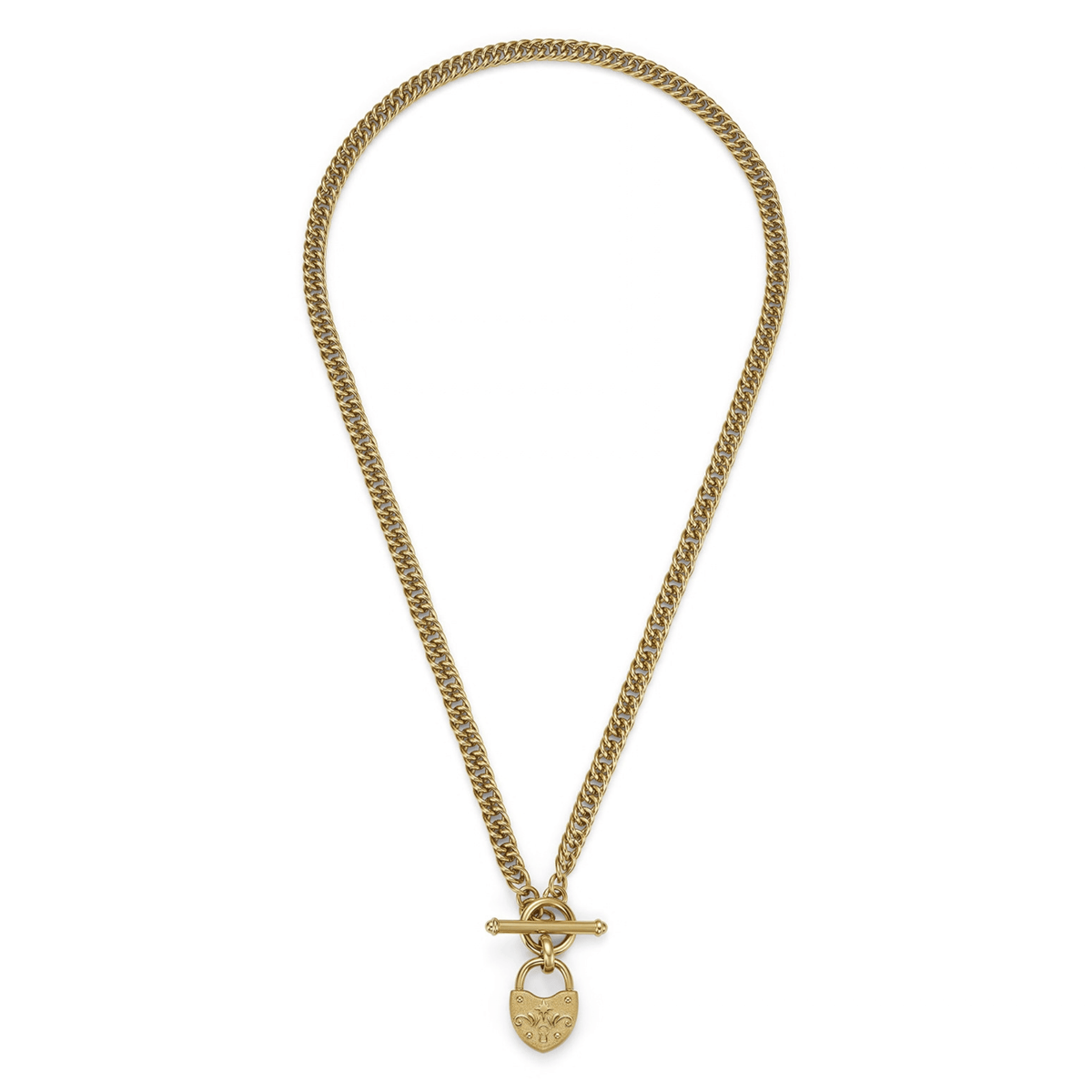 Womens Olivia Burton Gold Lock Heart Toggle Necklace