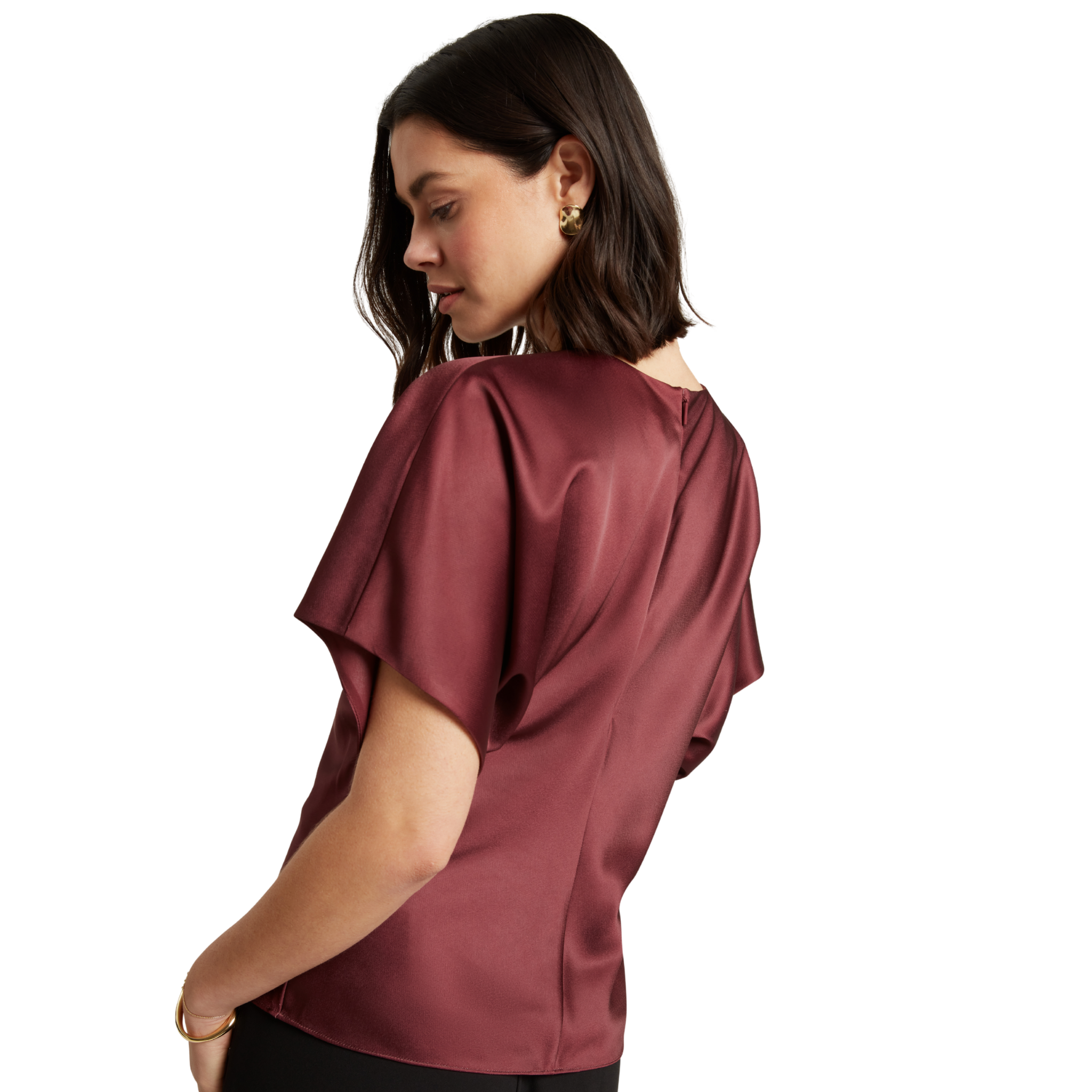 Womens Ted Baker Oxblood Orvanaa Print Slouch Waist Top