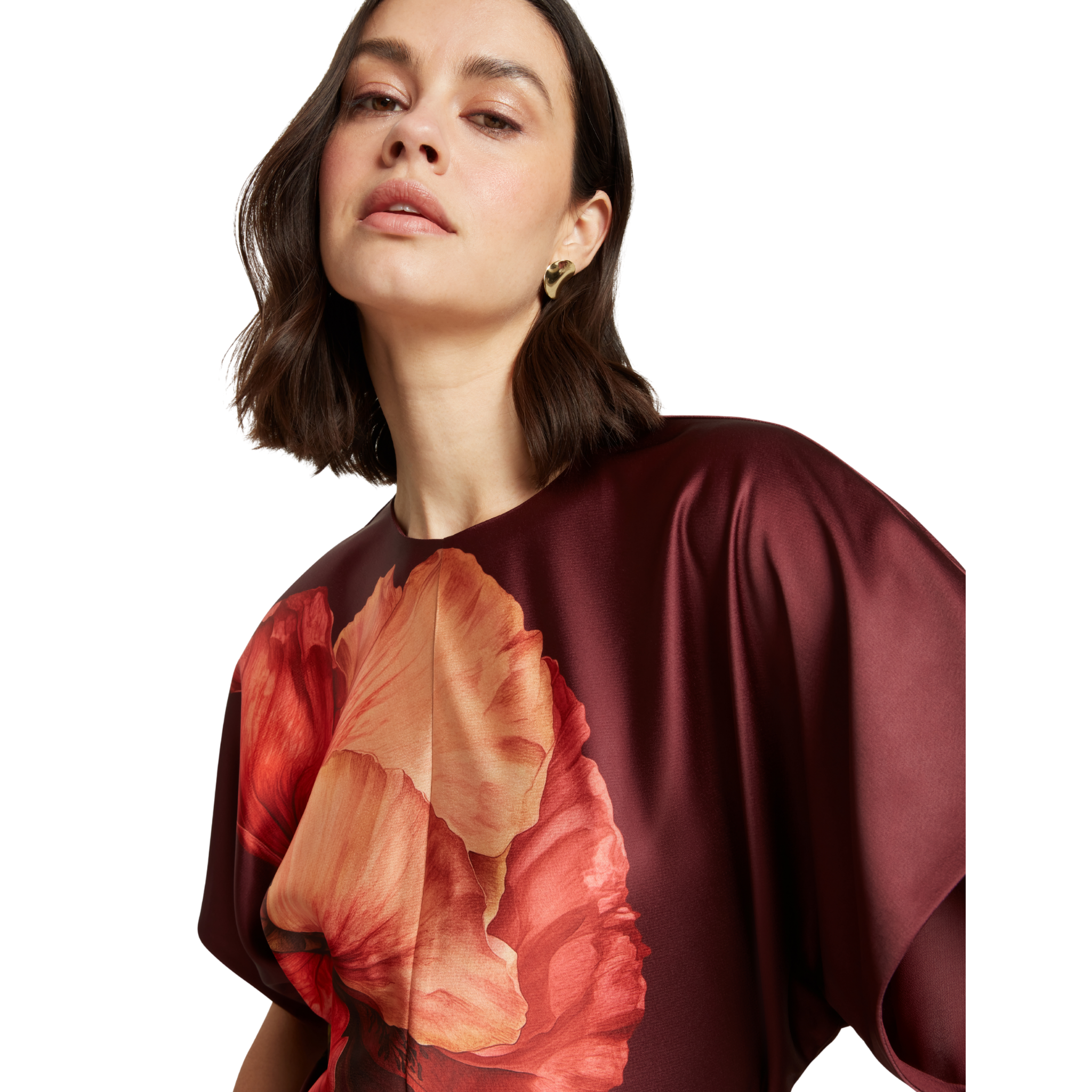 Womens Ted Baker Oxblood Orvanaa Print Slouch Waist Top