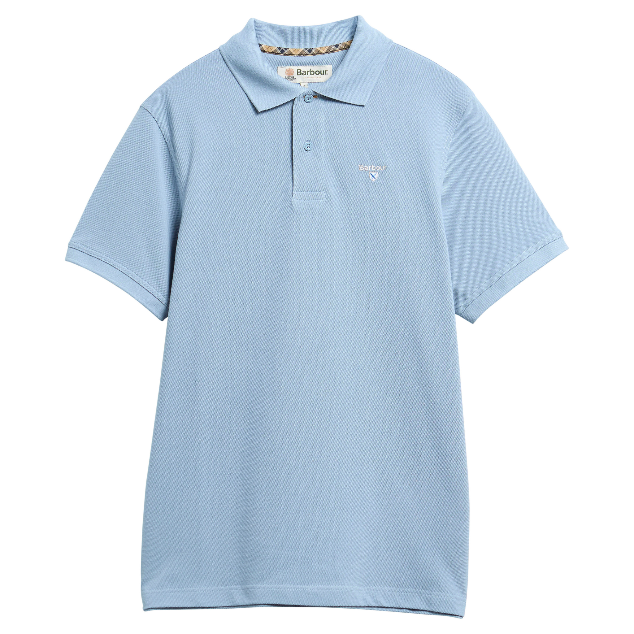 Mens Barbour Tarn Blue Tartan Pique S/s Polo Shirt