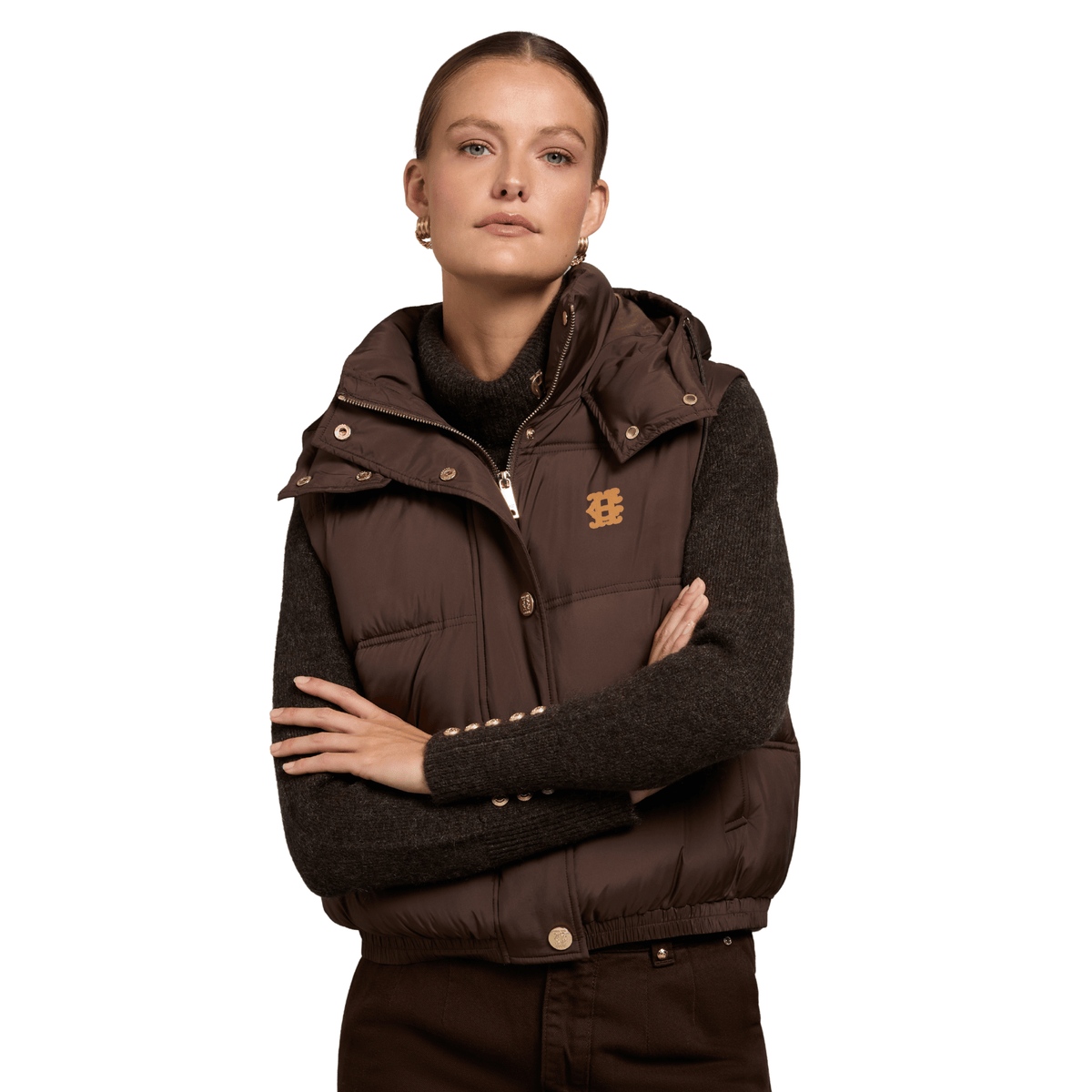 Womens Holland Cooper Chocolate Milton Convertible Padded Jacket