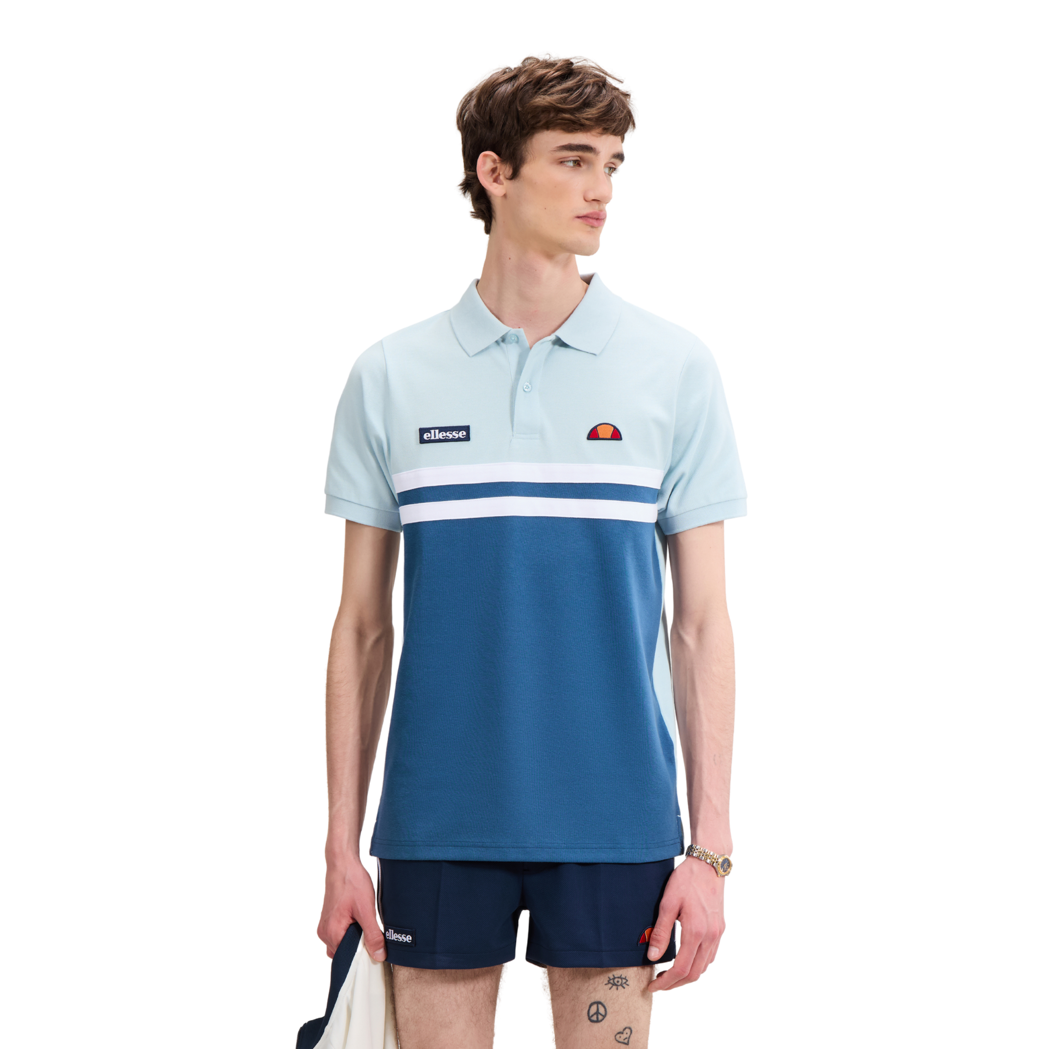 Mens Ellesse Blue/Light Blue Muccia S/s Polo Shirt