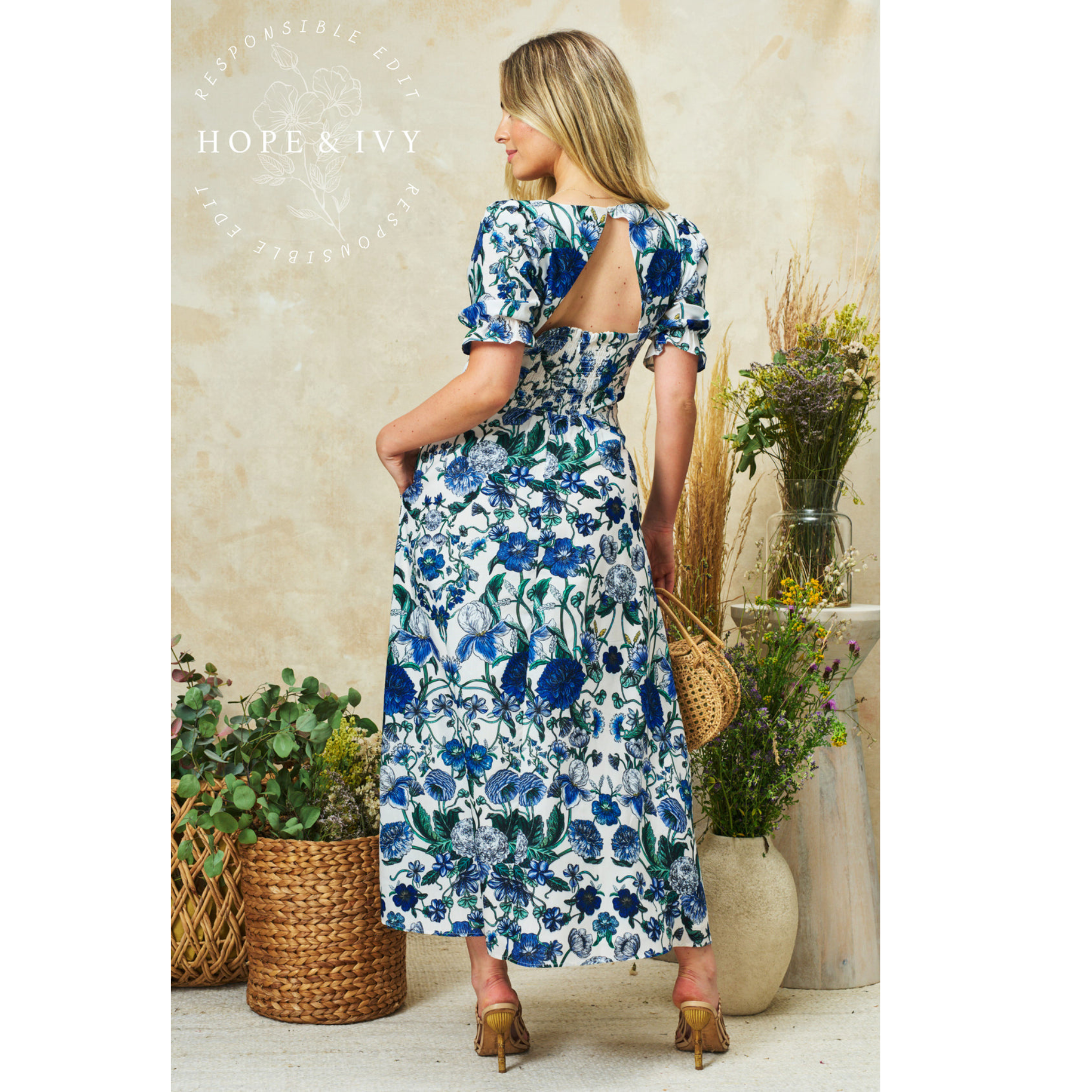 Womens Hope & Ivy Blue/White Debora Dress