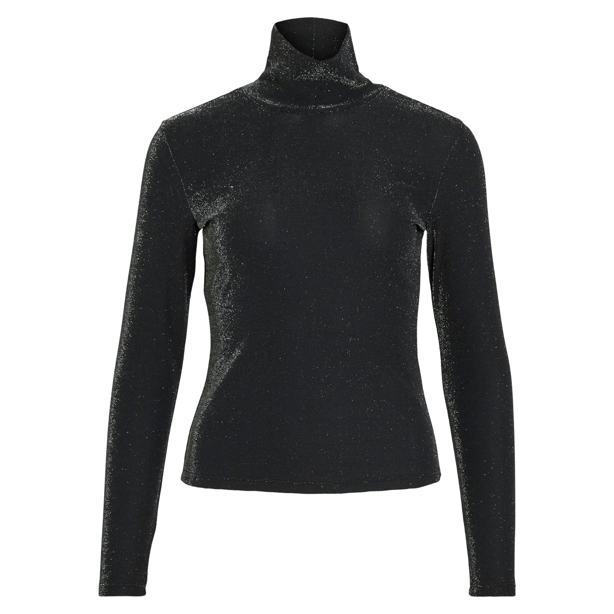 Womens Vila Black/Silver Glitter Vieleinas High Neck Top