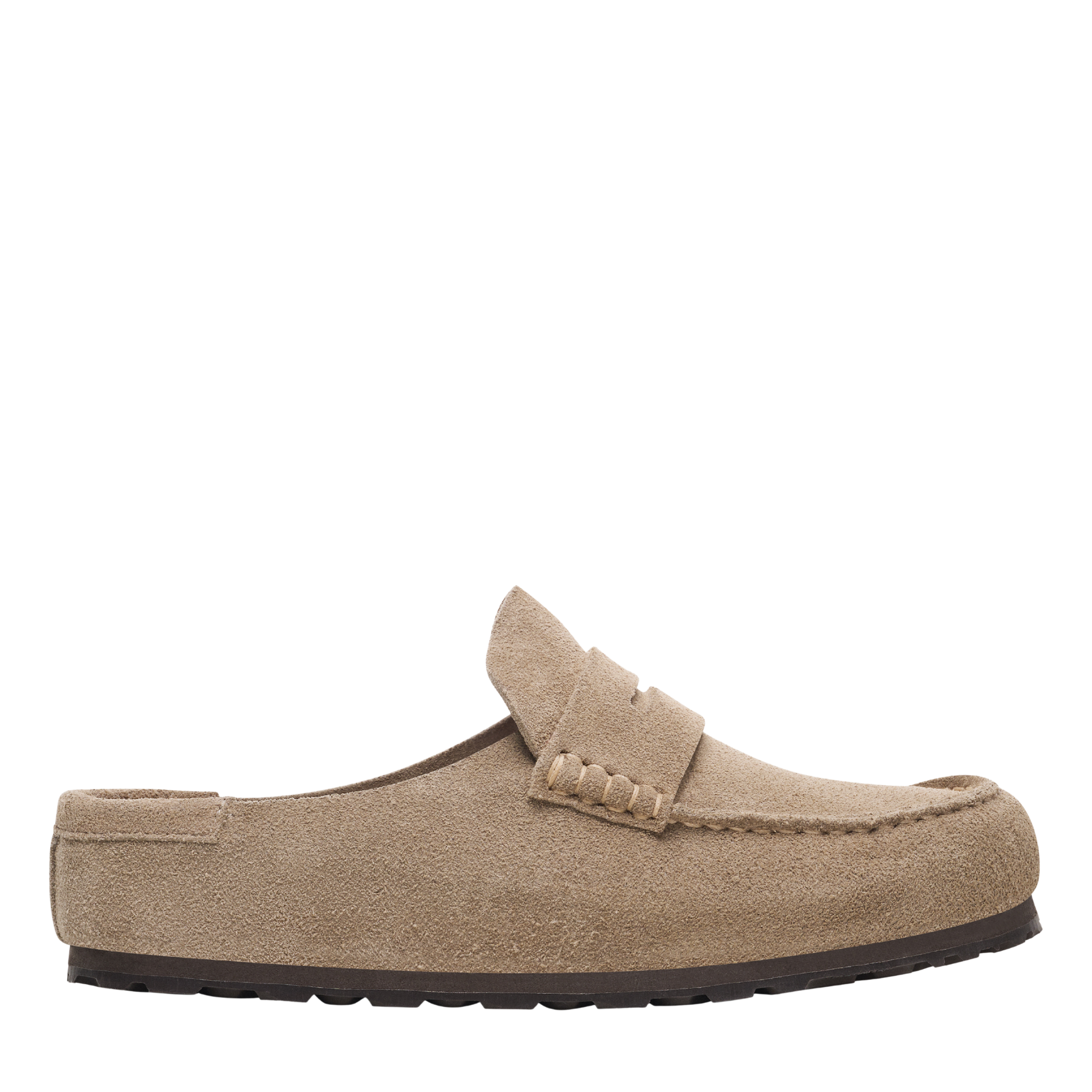 Womens Birkenstock Taupe Naples Wrapped Suede Clogs
