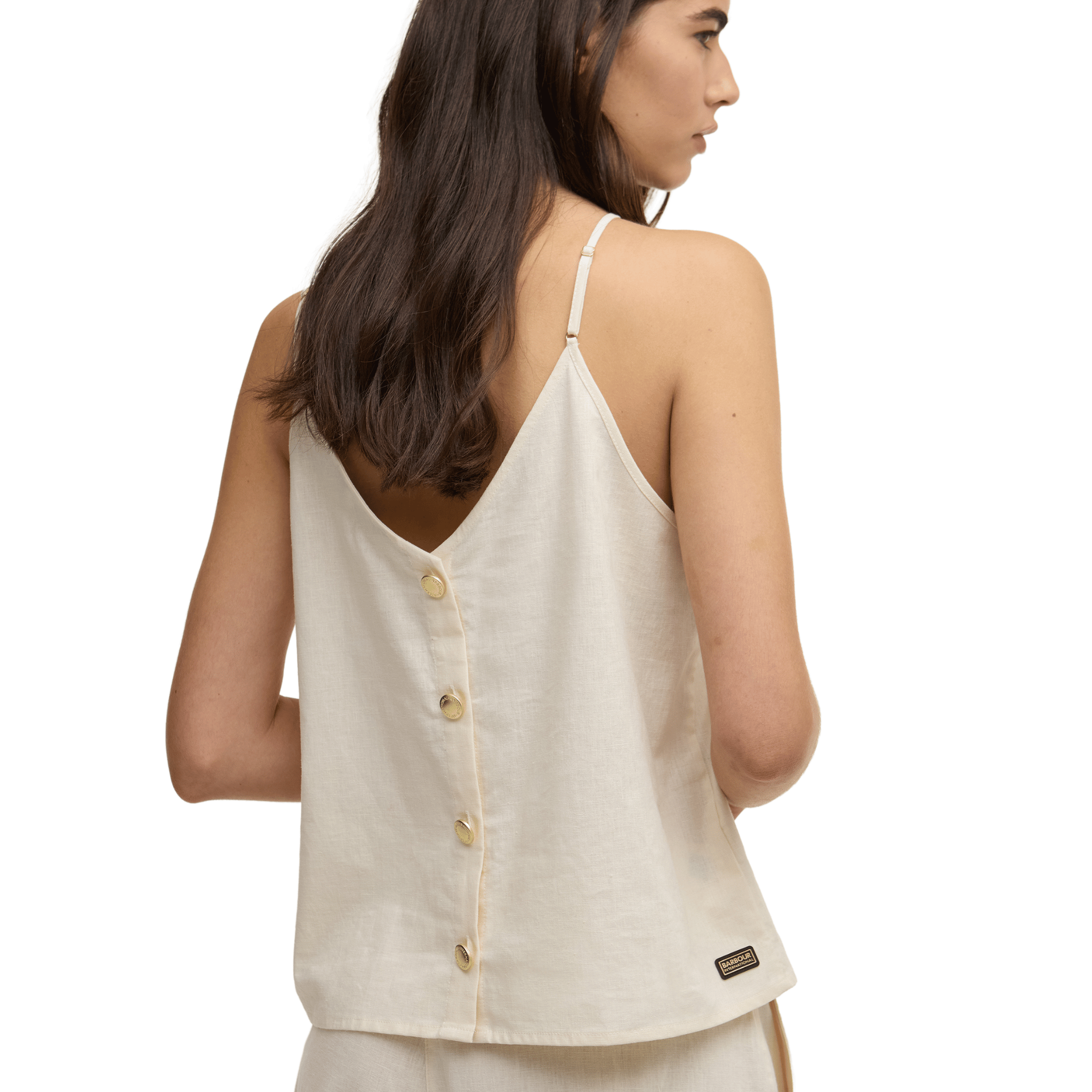 Womens Barbour International Ecru Adriana Linen Cami Top