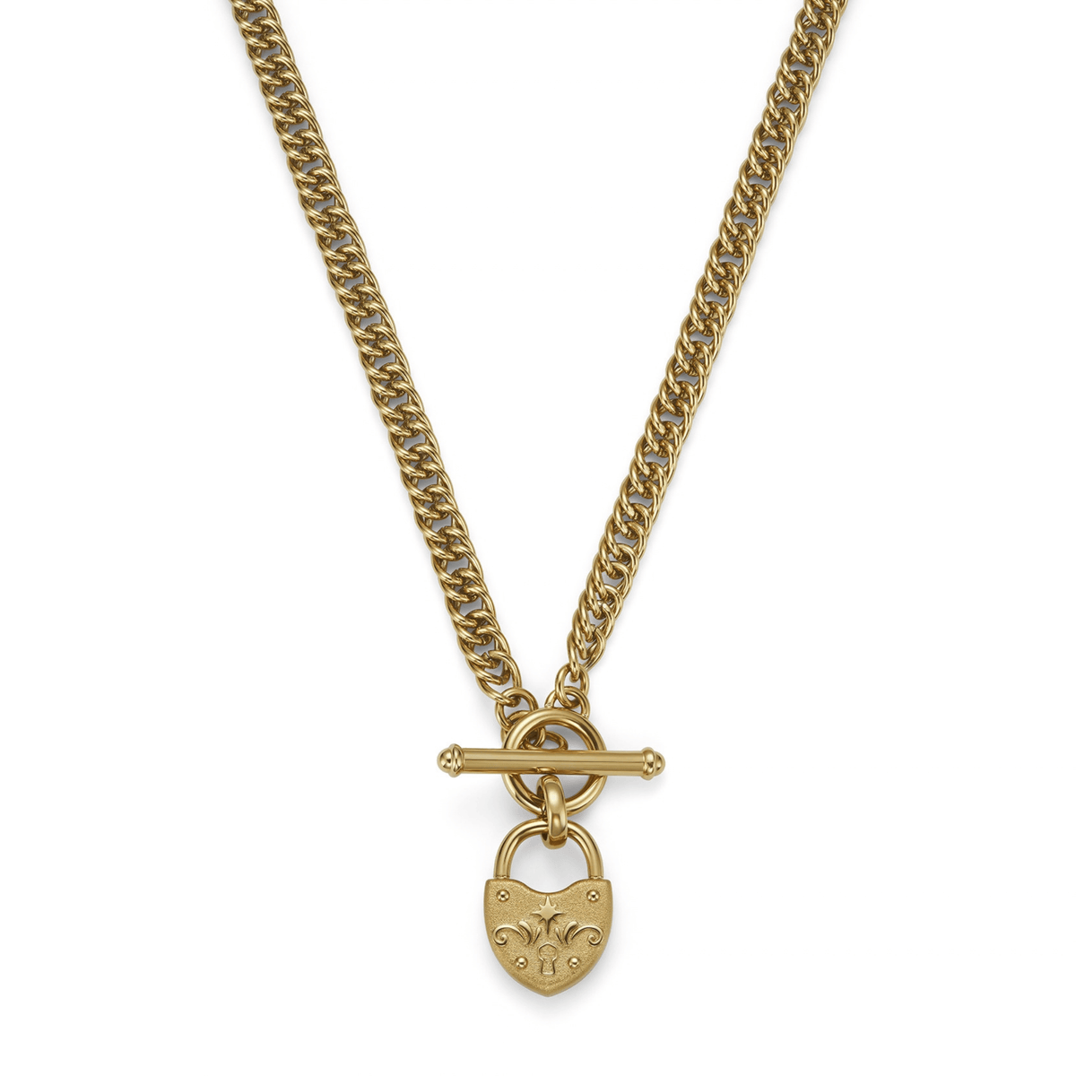 Womens Olivia Burton Gold Lock Heart Toggle Necklace