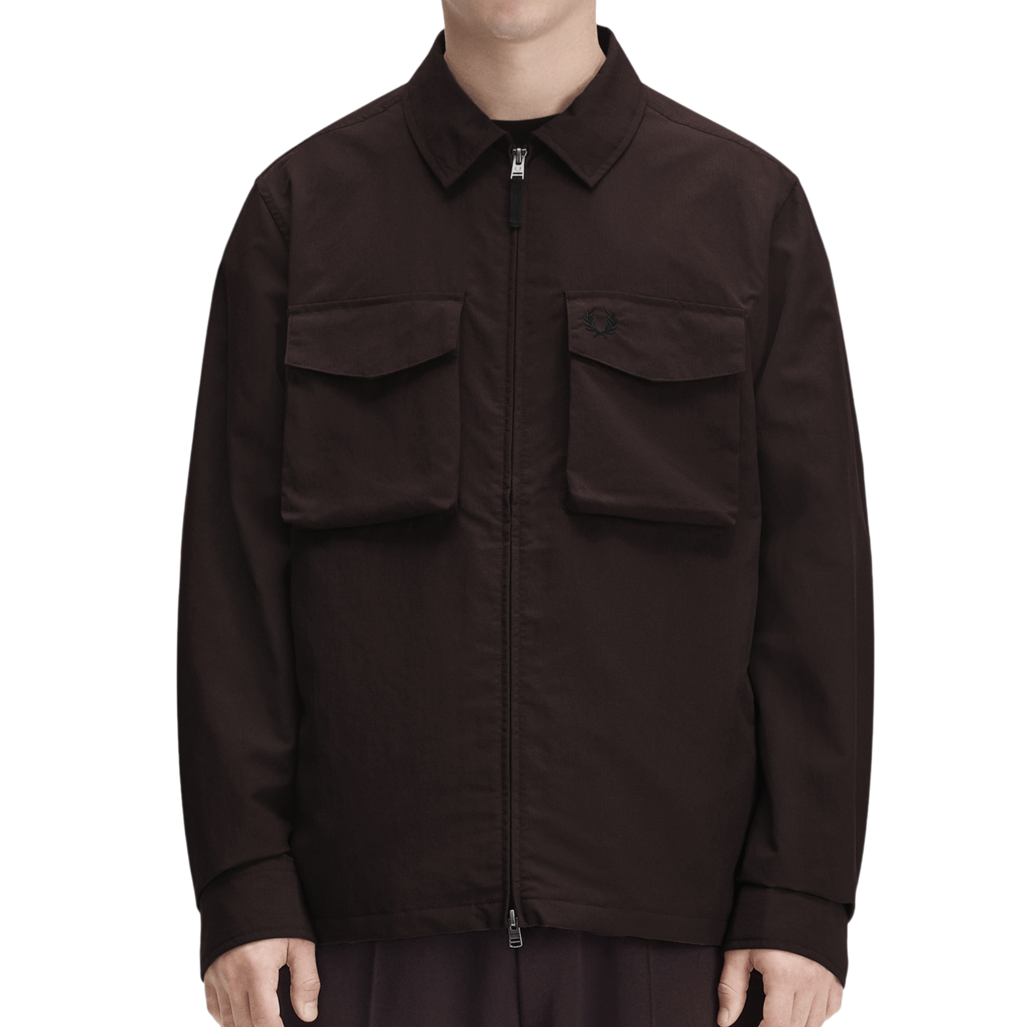Mens Fred Perry Rich Brown Ripstop Pocket Overshirt