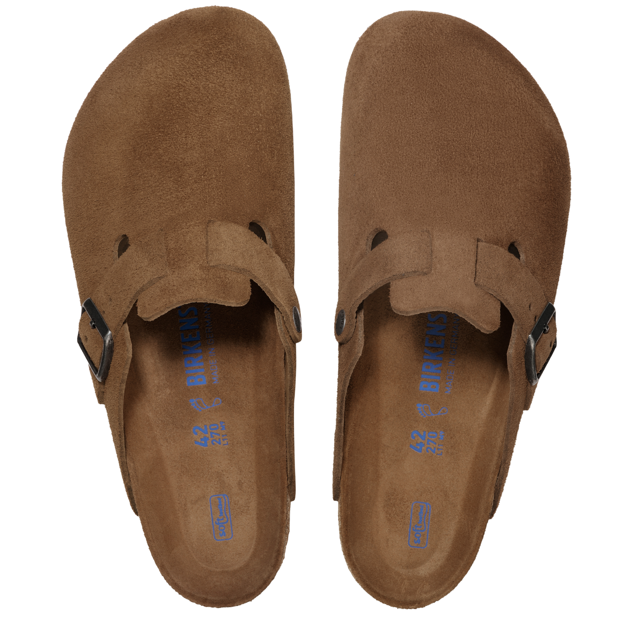 Mens Birkenstock Dark Tea Boston Suede Soft Footbed Clogs