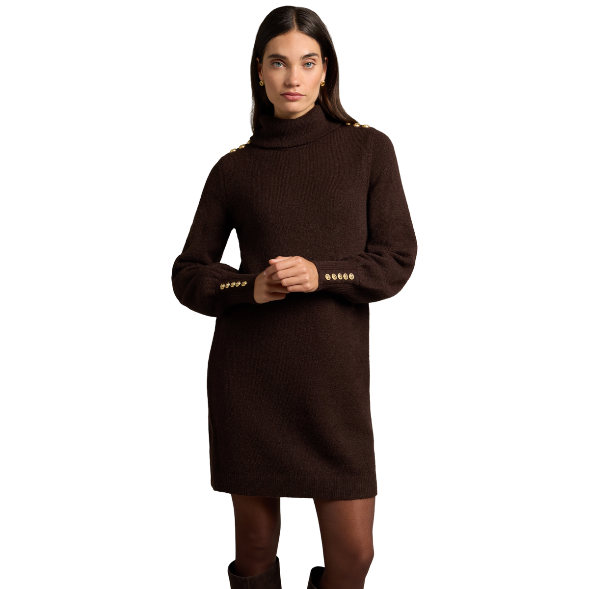 Womens Holland Cooper Chocolate Berkeley Roll Neck Dress