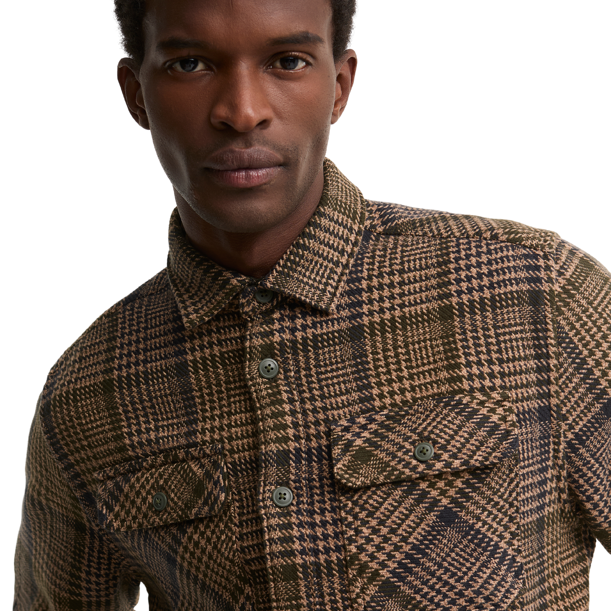 Mens Barbour Olive Millom Houndstooth Overshirt