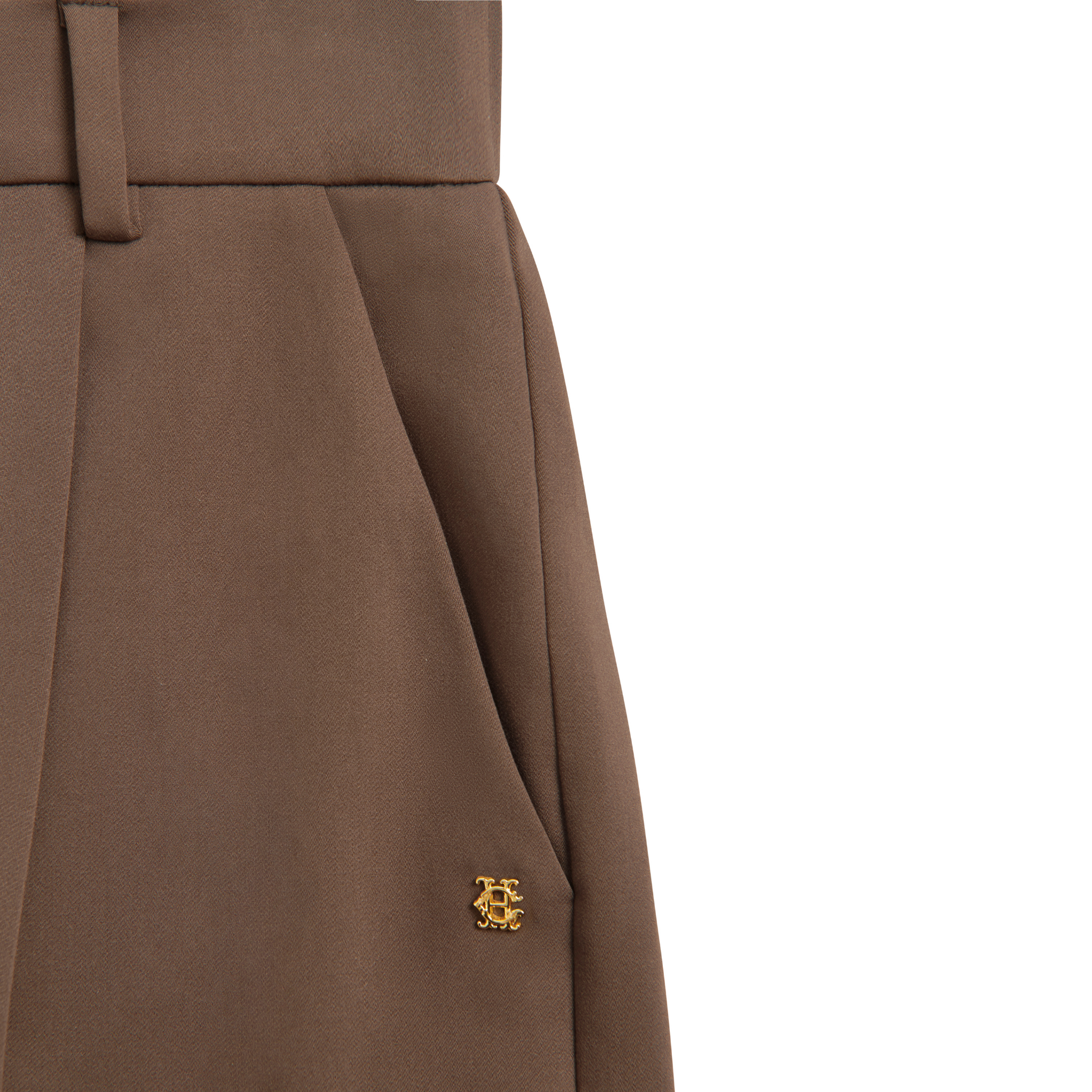 Womens Holland Cooper Mocha Pleated Wide Leg Trousers