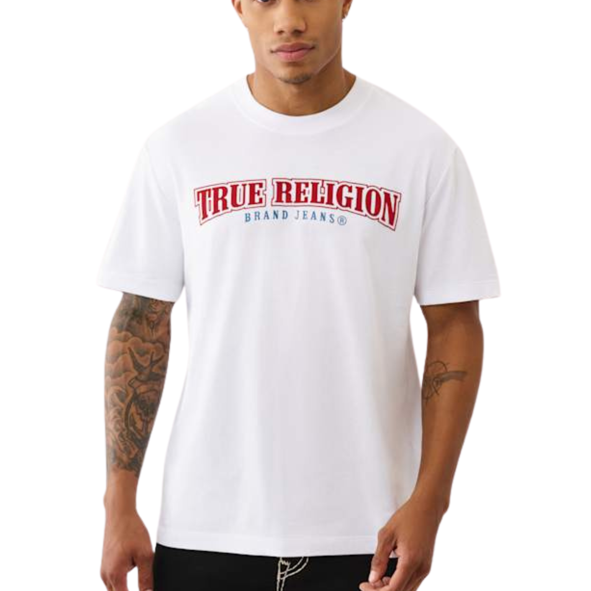 Mens True Religion Optic White Flock Buddha S/s T Shirt