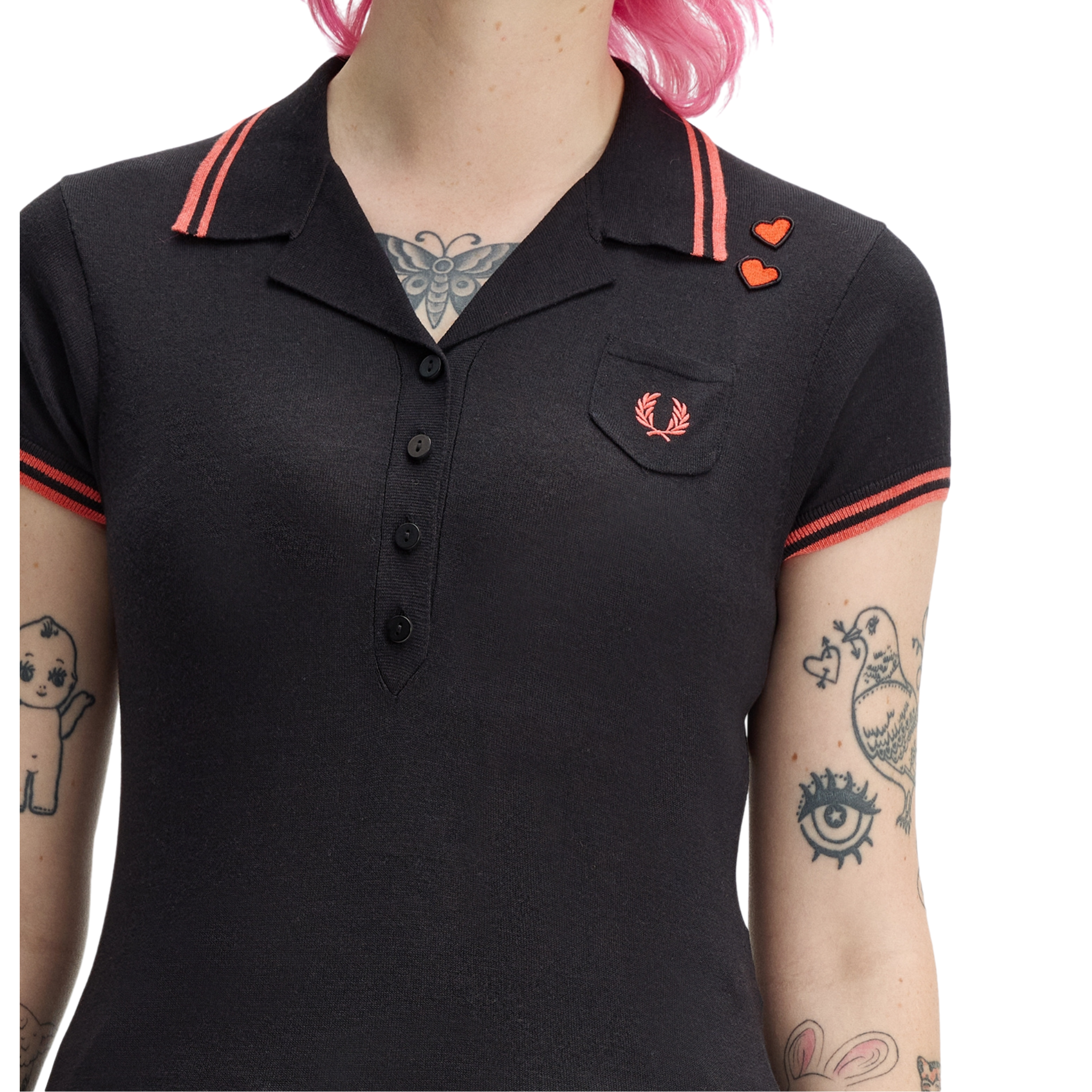 Womens Fred Perry x AW Black Pocket Detail Knitted Polo Shirt