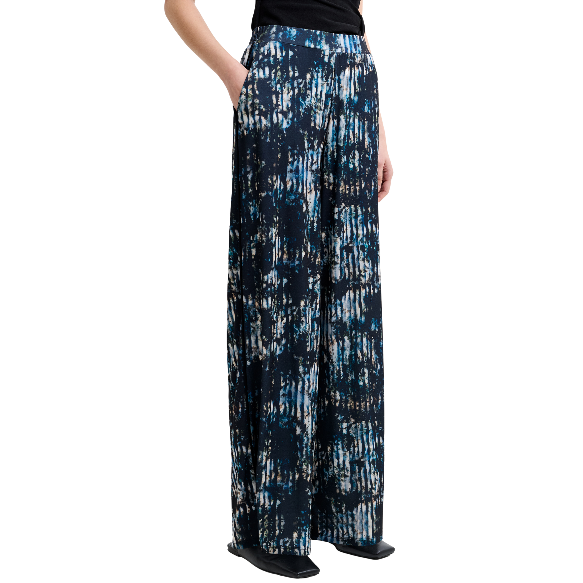Womens French Connection Black/Blue Orla Zina Wide Leg Trousers