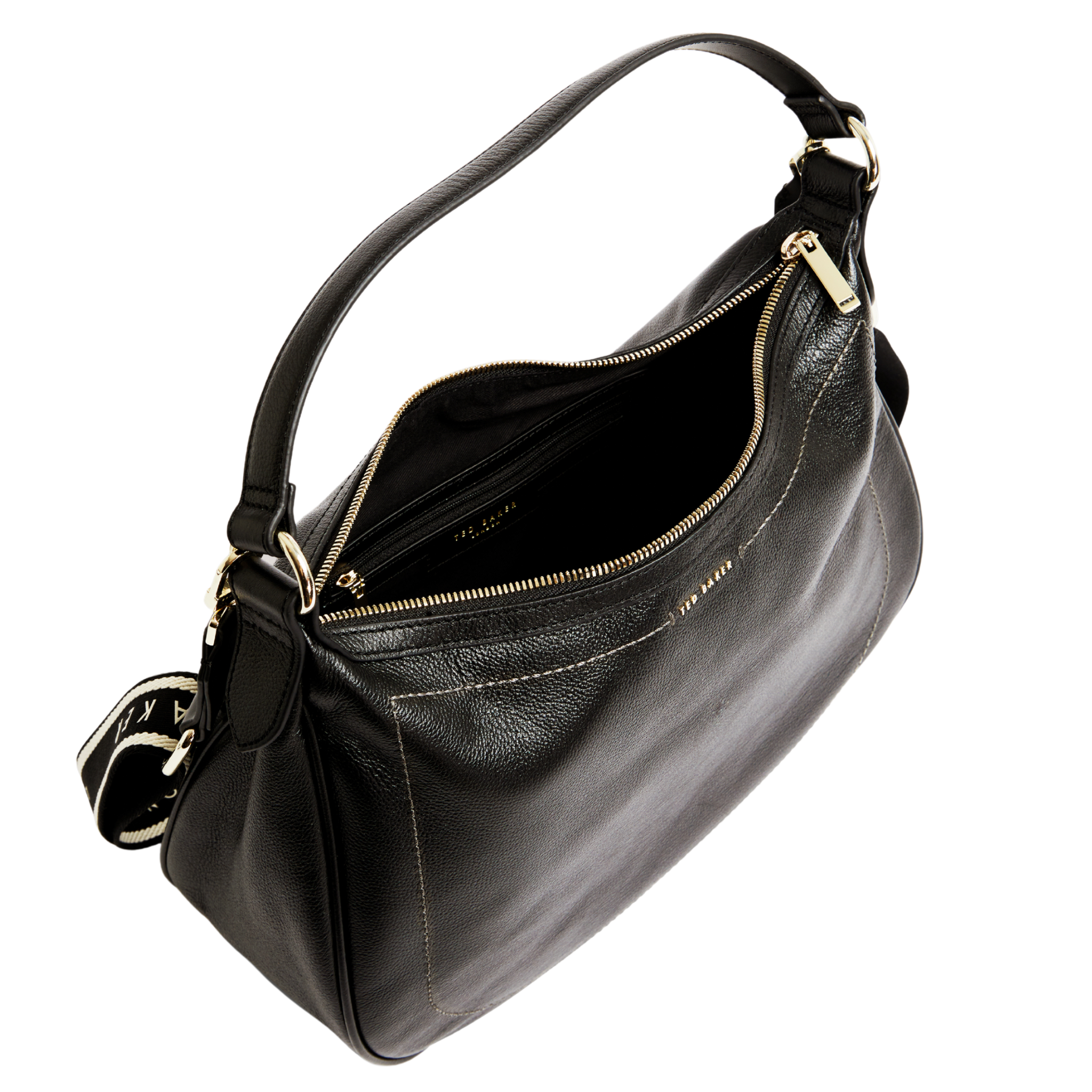 Womens Ted Baker Black Lyshia Webbing Strap Large Hobo Bag