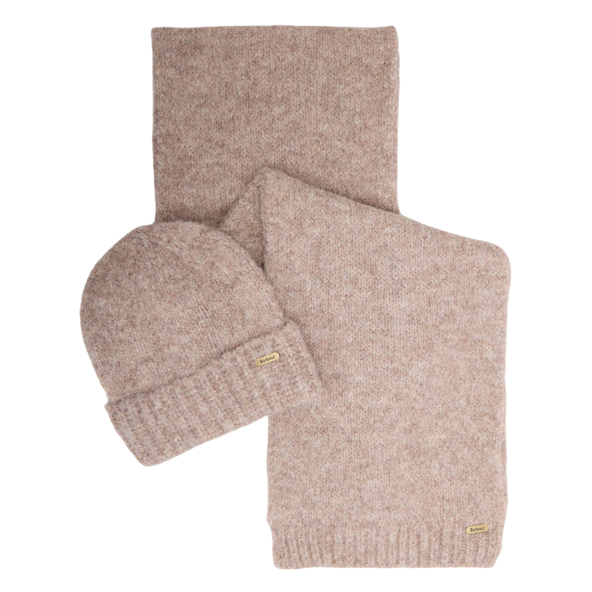 Womens Barbour Taupe Mist Emmy Beanie & Scarf Set