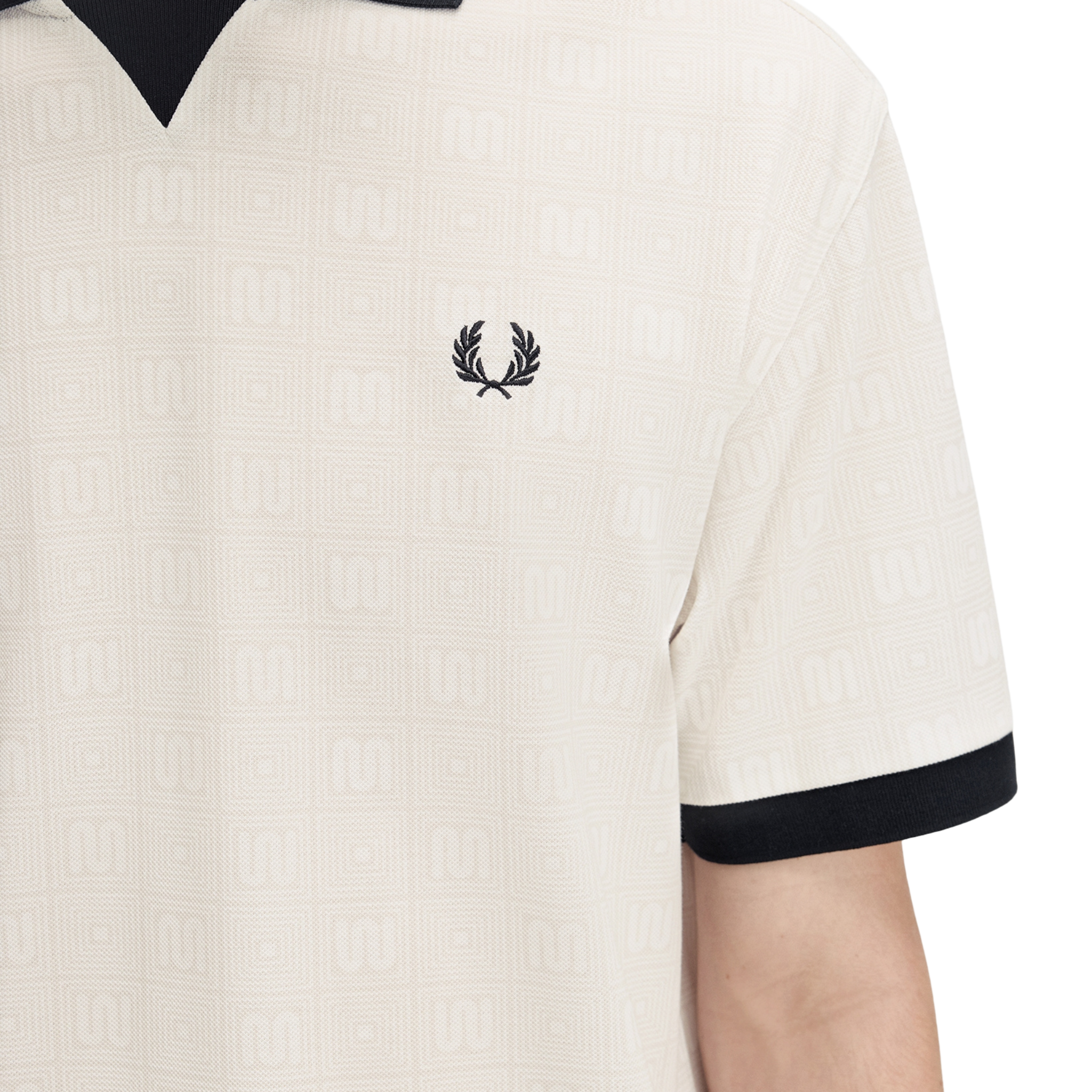 Mens Fred Perry x Meyba Ecru Printed S/s Polo Shirt