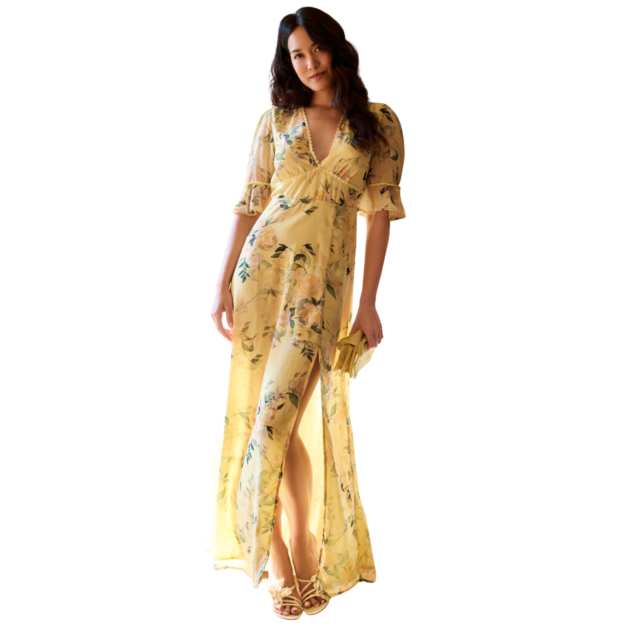 Womens Hope & Ivy Yellow Multo Goldie Dress