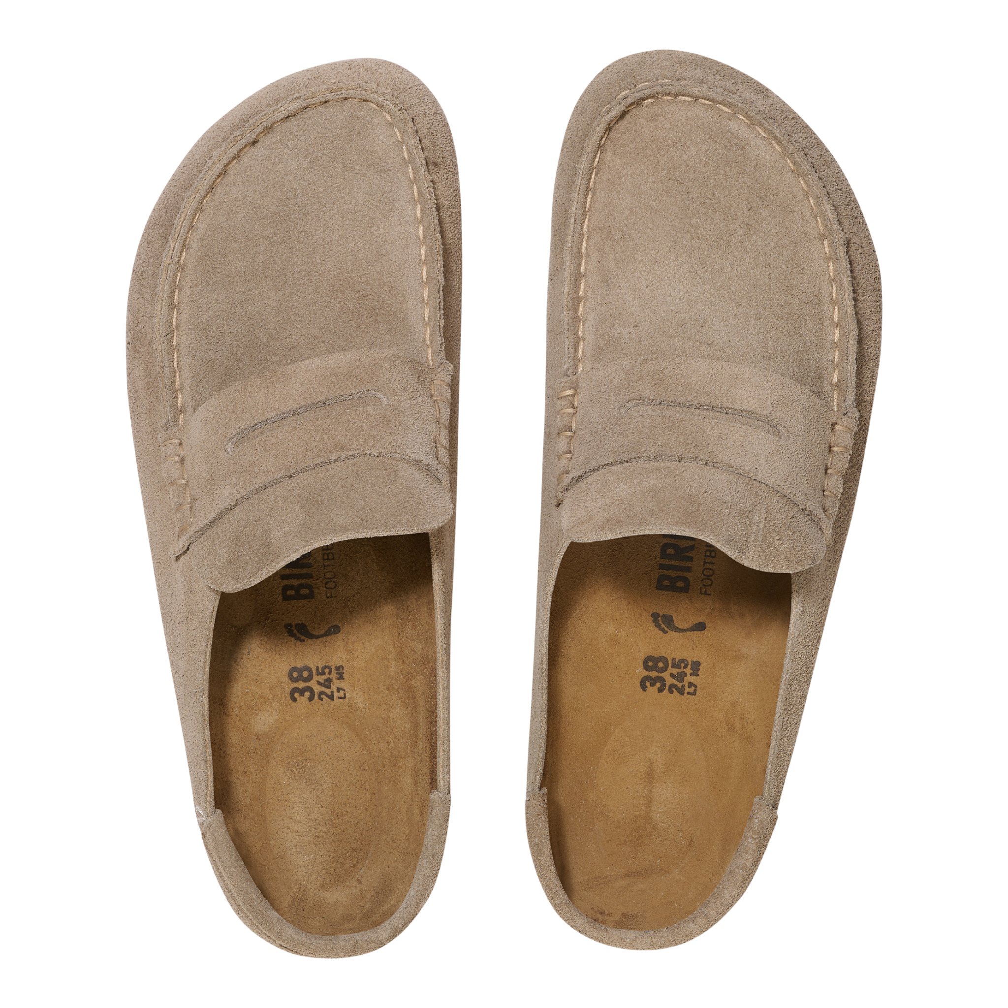 Womens Birkenstock Taupe Naples Wrapped Suede Clogs