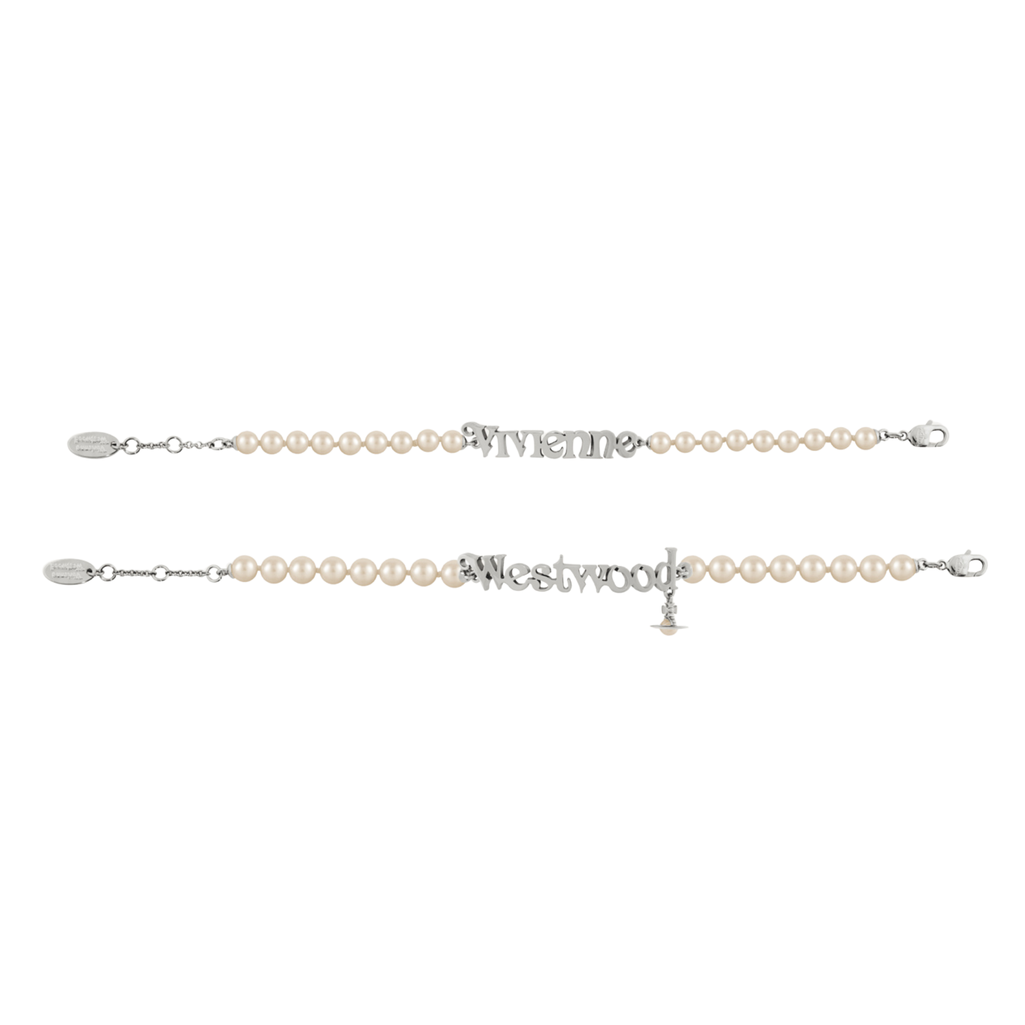 Vivienne Westwood Platinum/Cream Amelia Pearl Double Bracelet