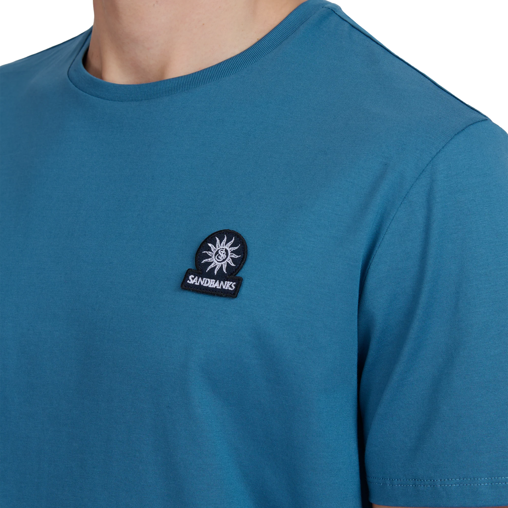 Mens Sandbanks Teal Mercerised Badge Logo S/s T Shirt
