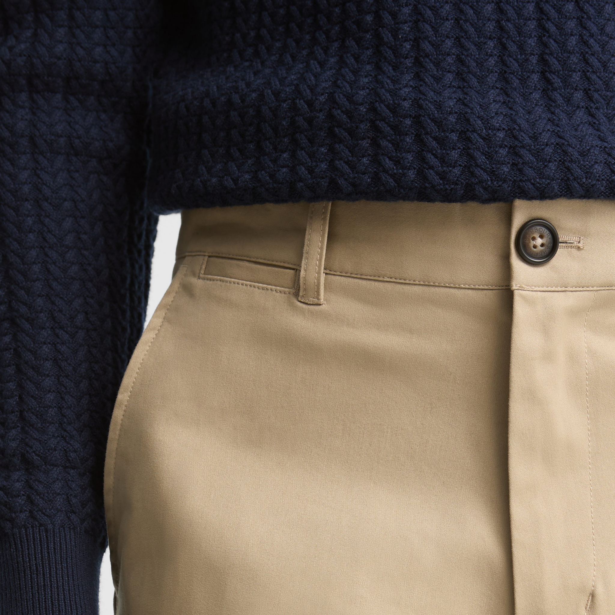 Mens Barbour Washed Stone Tailored Fit Trousers