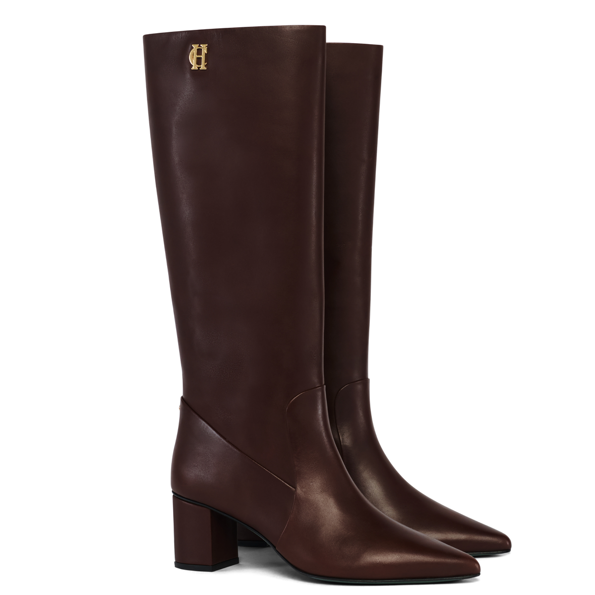 Womens Holland Cooper Rich Chocolate Regency Mid Heel Knee Boots