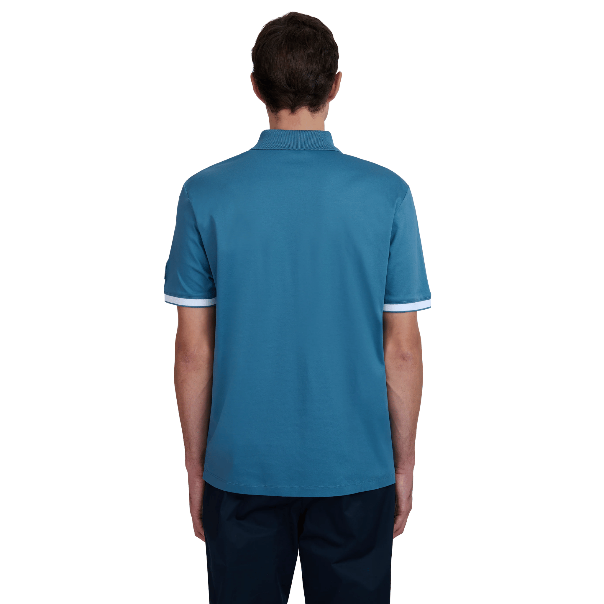 Mens Sandbanks Teal Silicone Zip S/s Polo Shirt