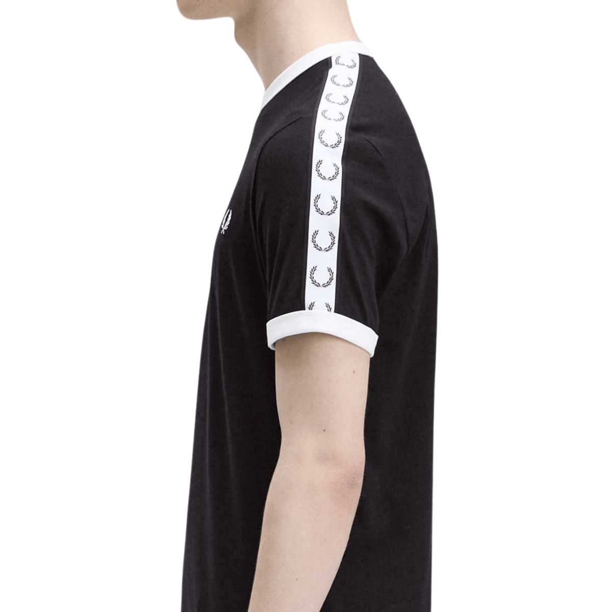 Mens Fred Perry Black Taped Ringer S/s T Shirt