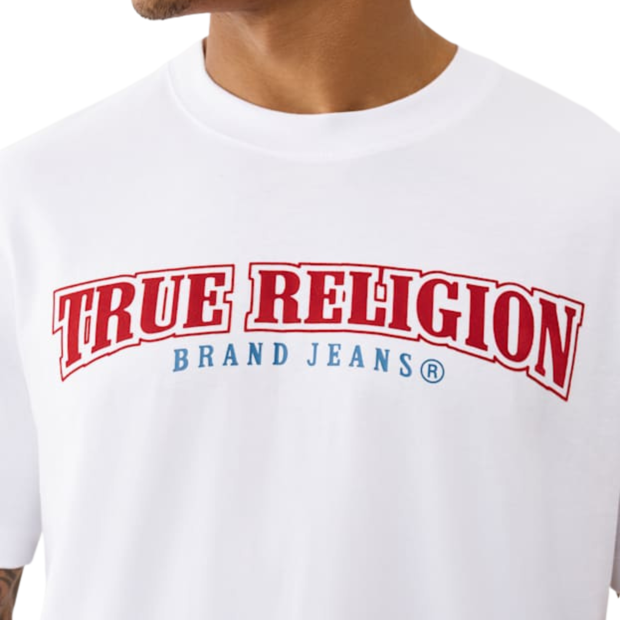 Mens True Religion Optic White Flock Buddha S/s T Shirt