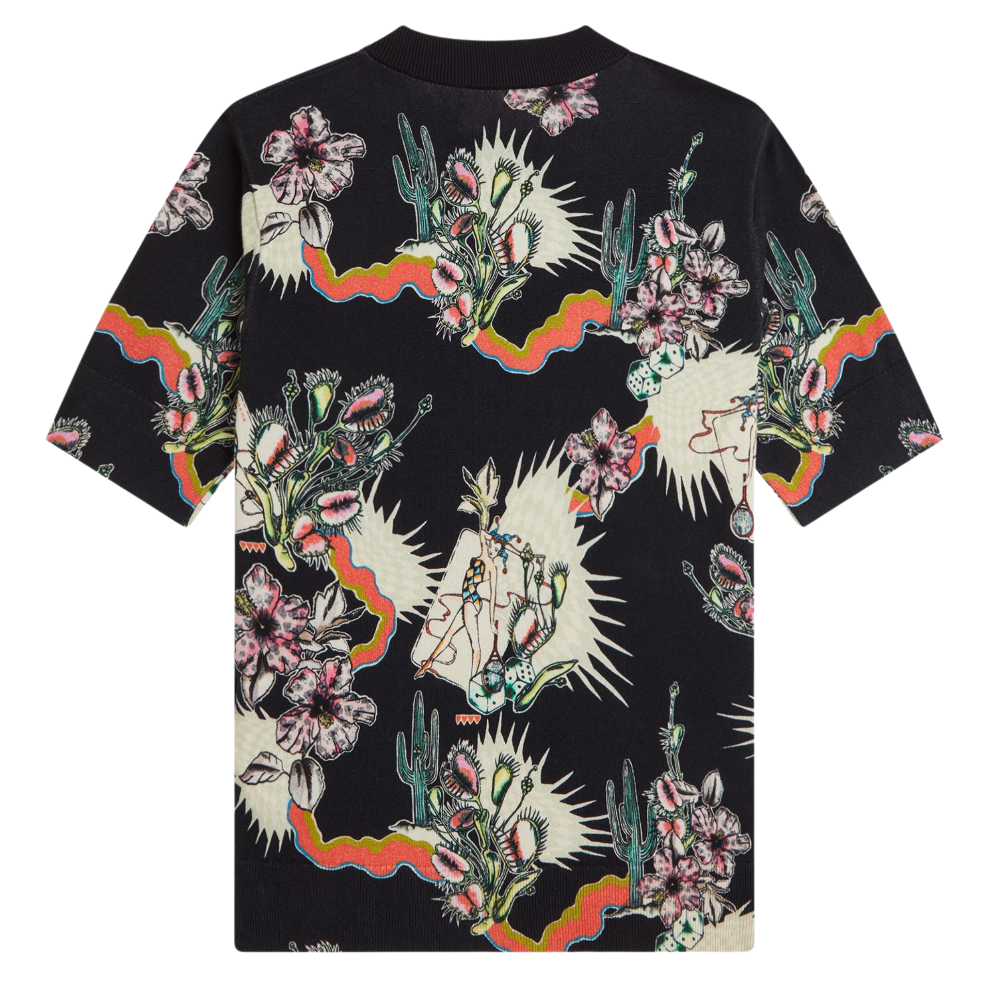 Womens Fred Perry x  Amy Winehouse Black Printed Knitted Top