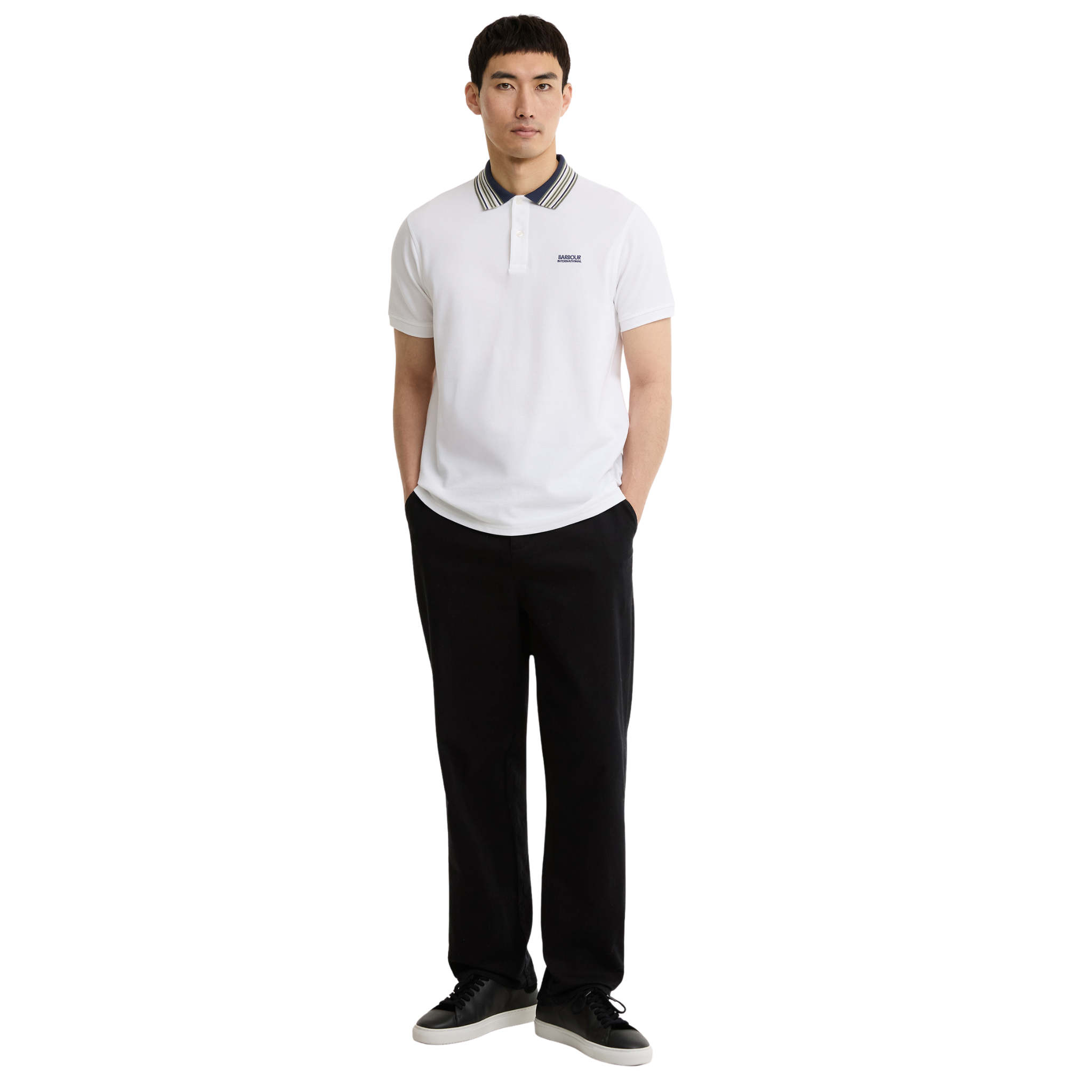 Mens Barbour International White Neville S/s Polo Shirt