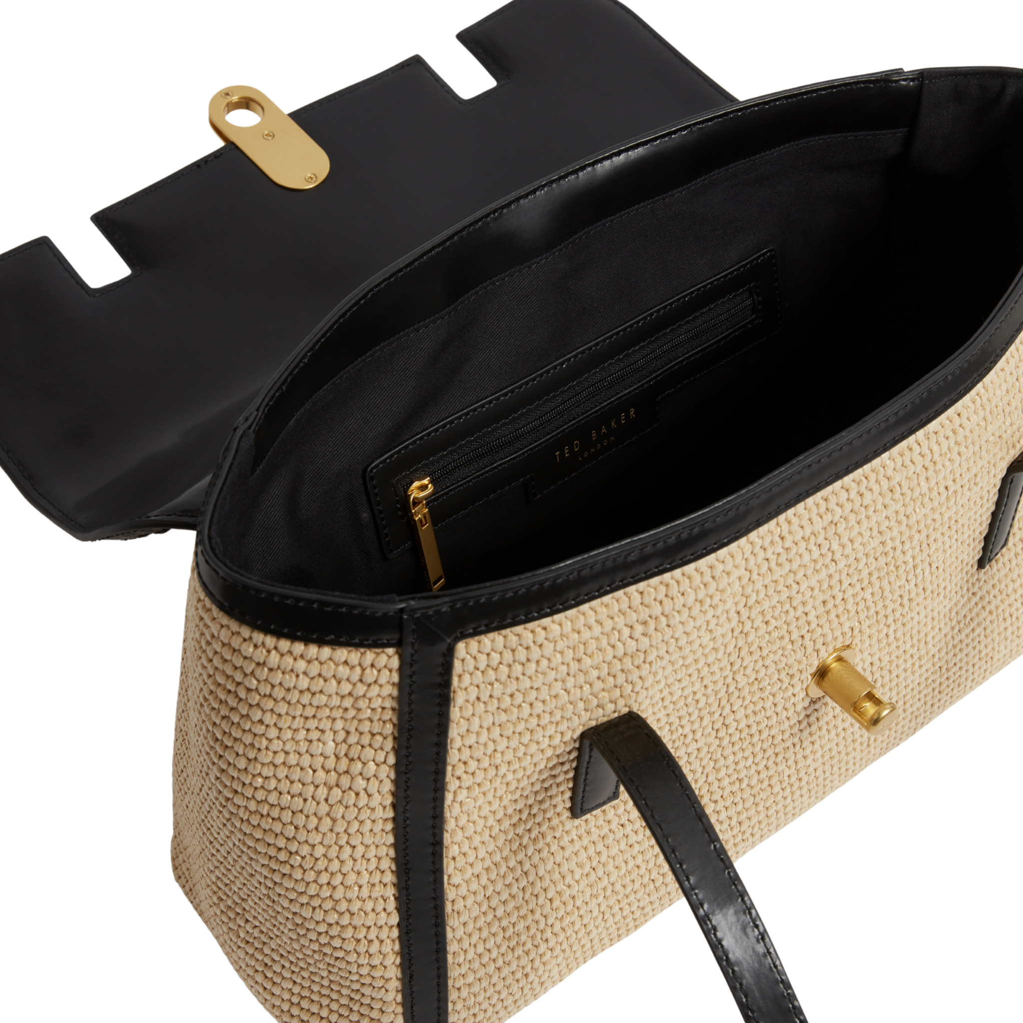 Womens Ted Baker Natural Kkylii Twist Lock Detail Raffia Tote Bag