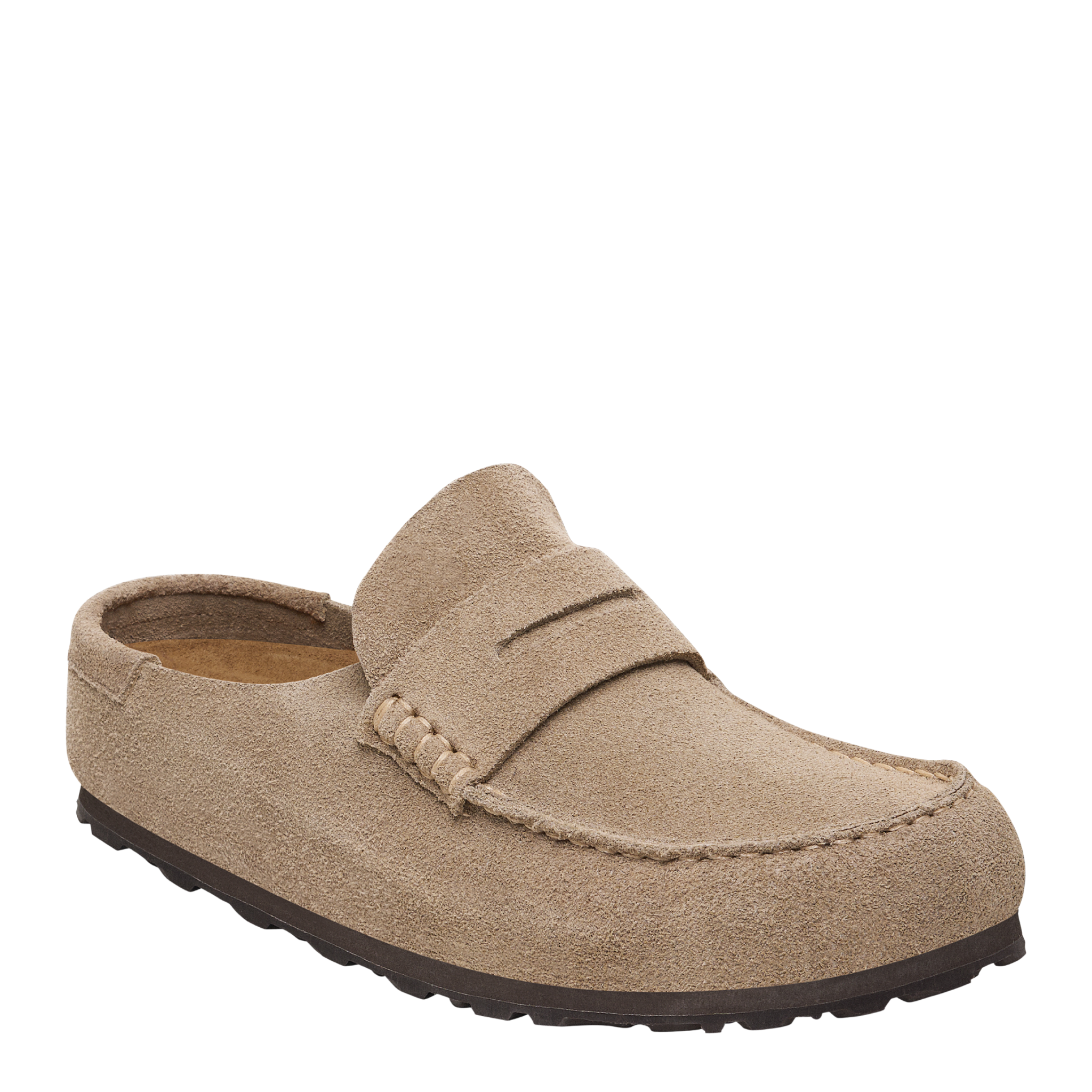 Mens Birkenstock Taupe Naples Wrapped Suede Clogs