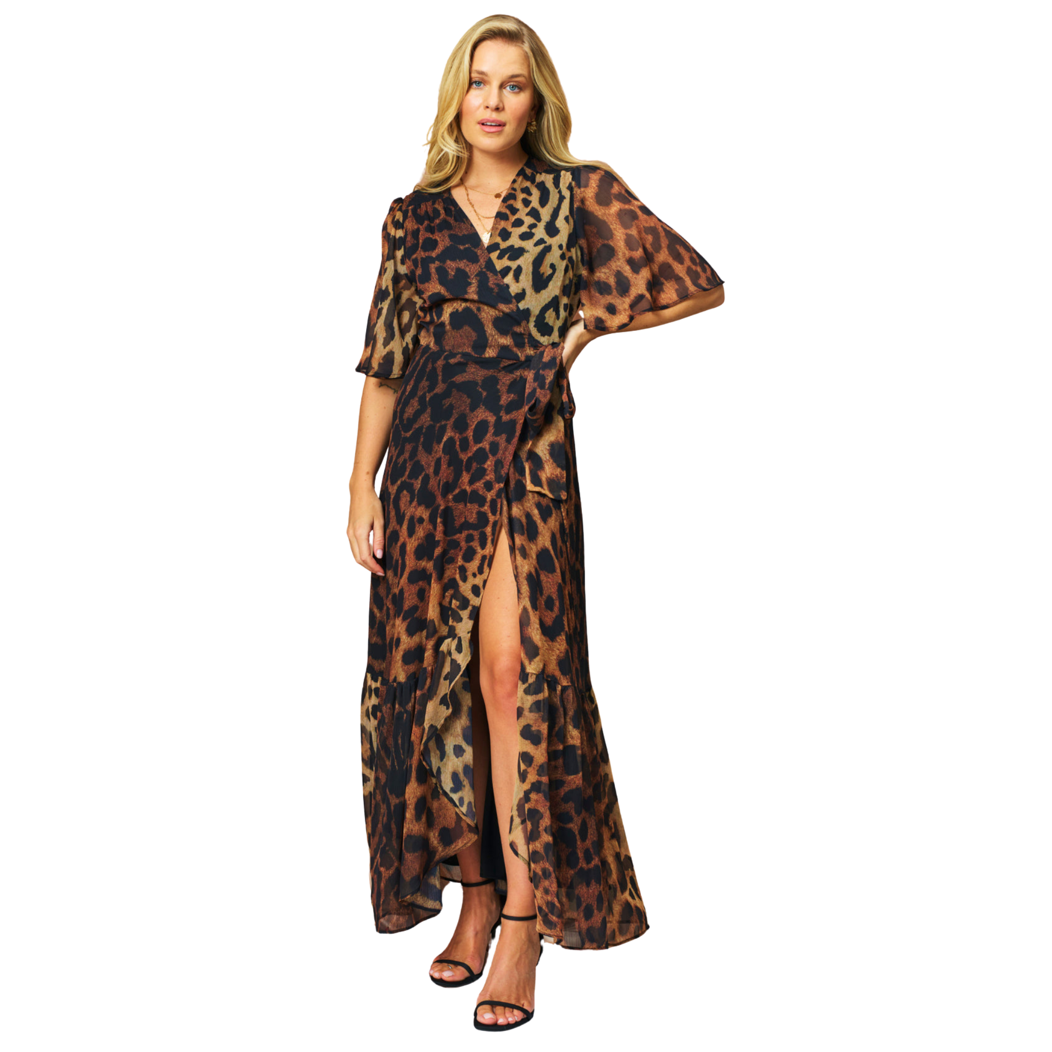 Womens Hope & Ivy Leopard The Lexi Wrap Dress