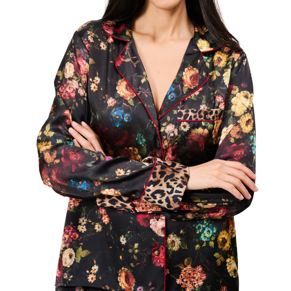 Womens Hope & Ivy Dark Floral Wednesday Satin Print Pyjamas