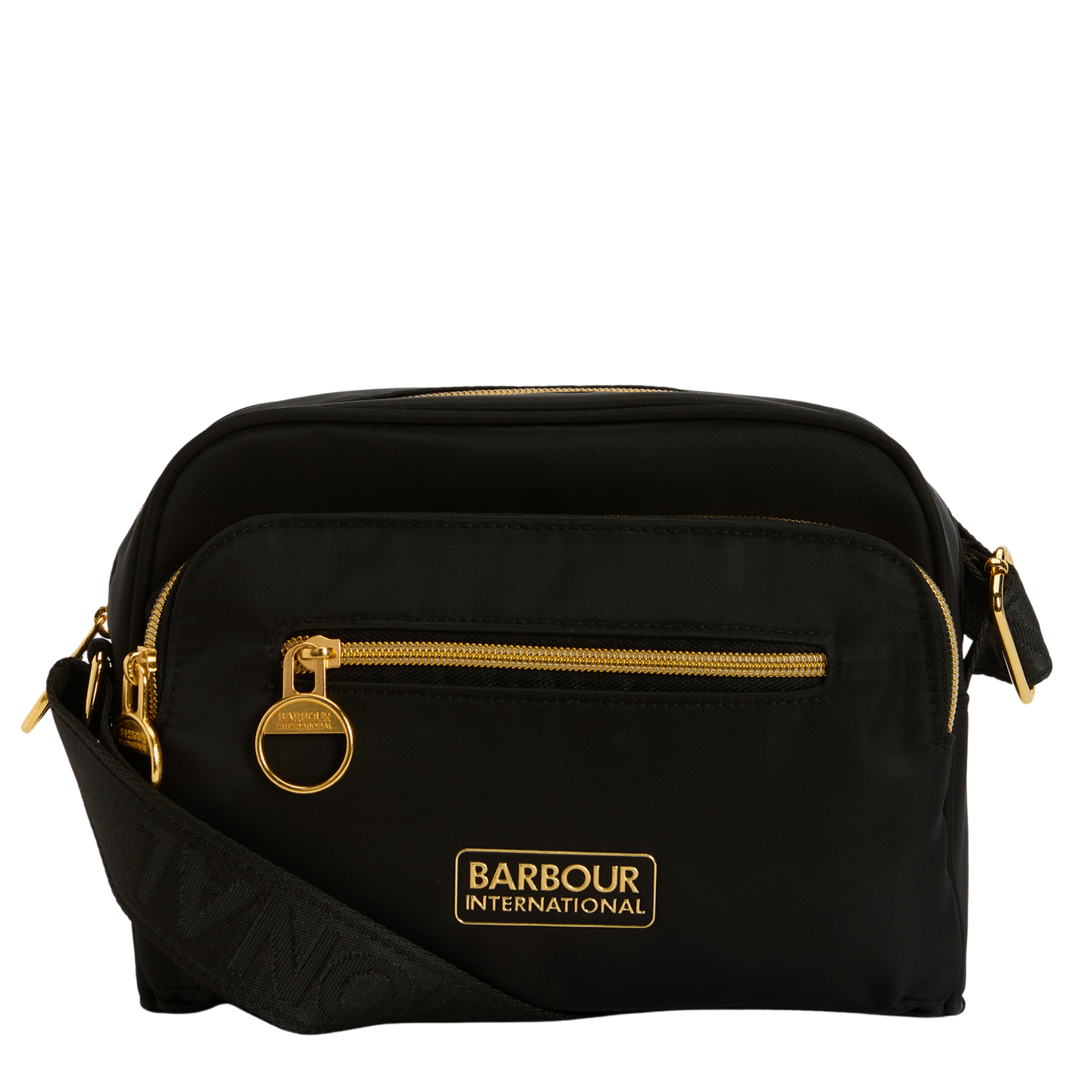 Womens Barbour International Black Qualify City Crossbody Bag