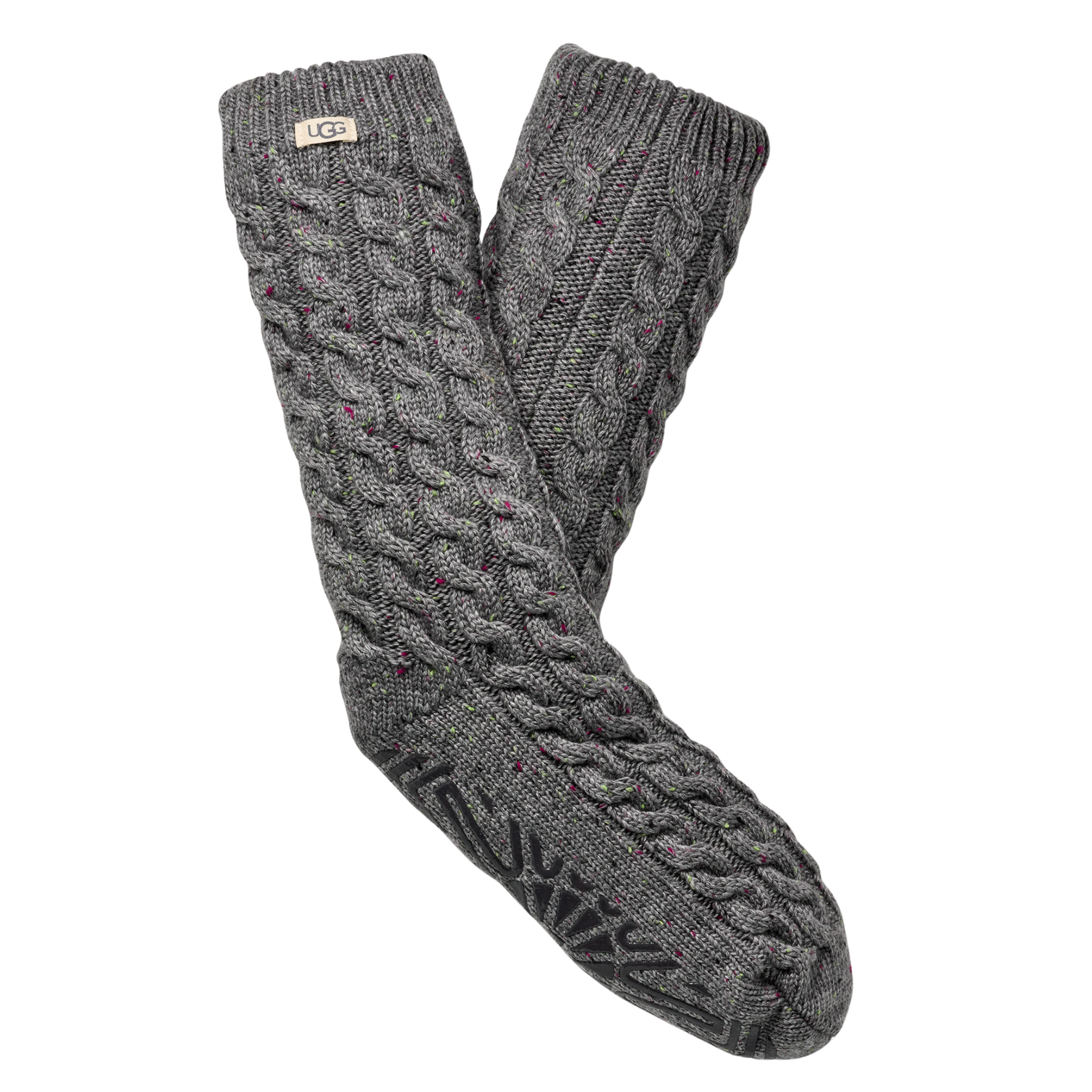Womens UGG Charcoal Heather Confetti Elowyn Cable Knit Socks