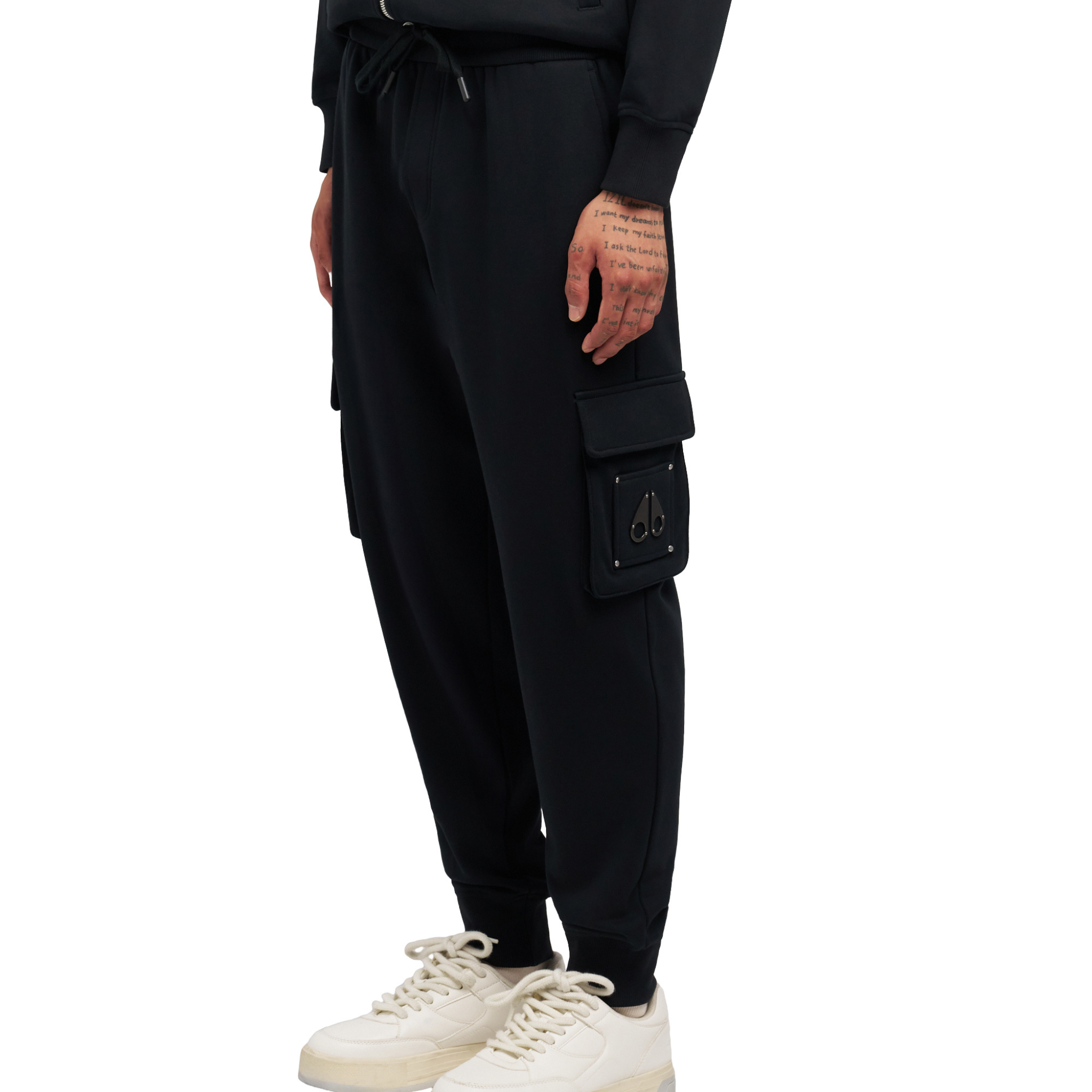 Mens Moose Knuckles Black Hartsfield Cargo Joggers