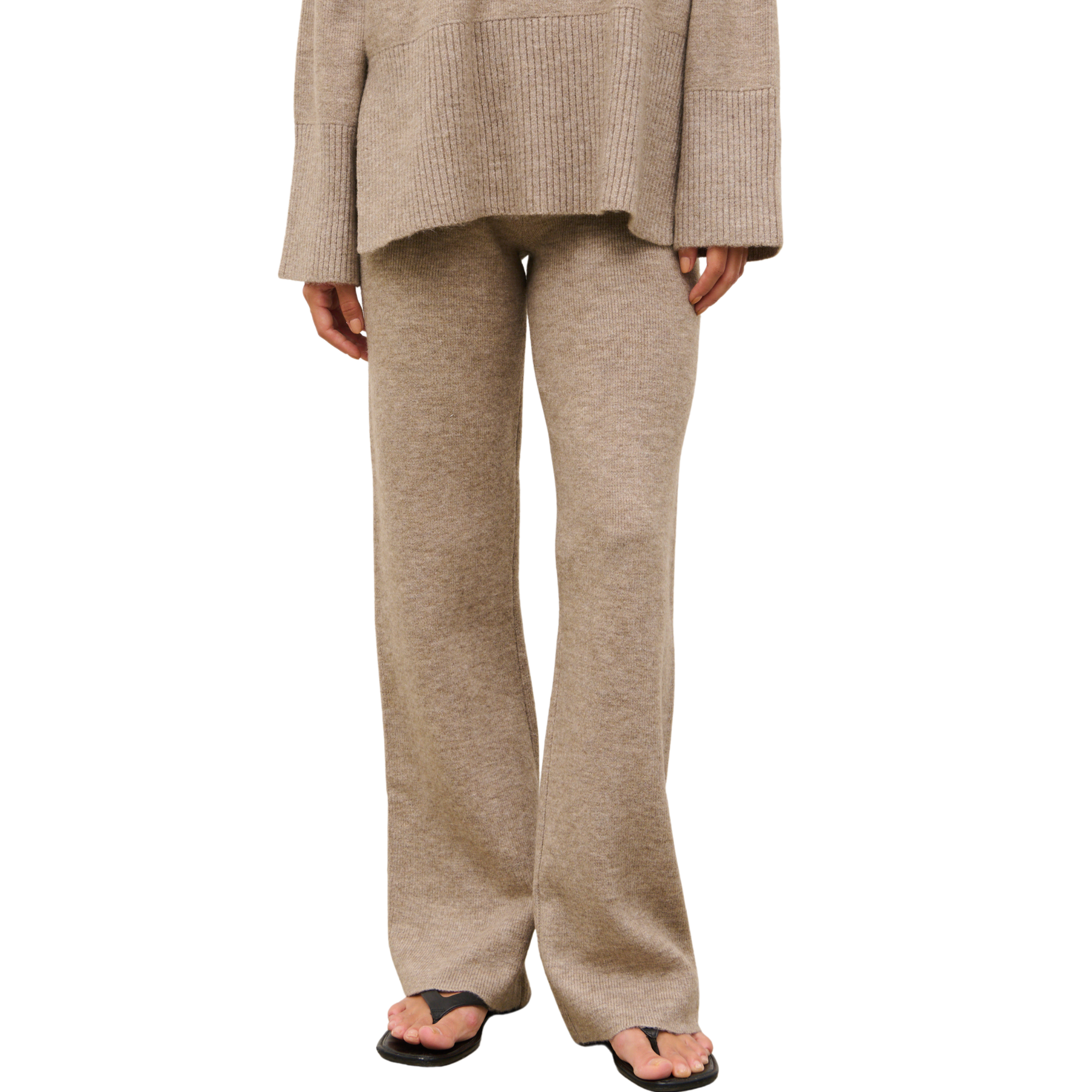 Womens Pretty Lavish Mushroom Kimberley Knit Trousers