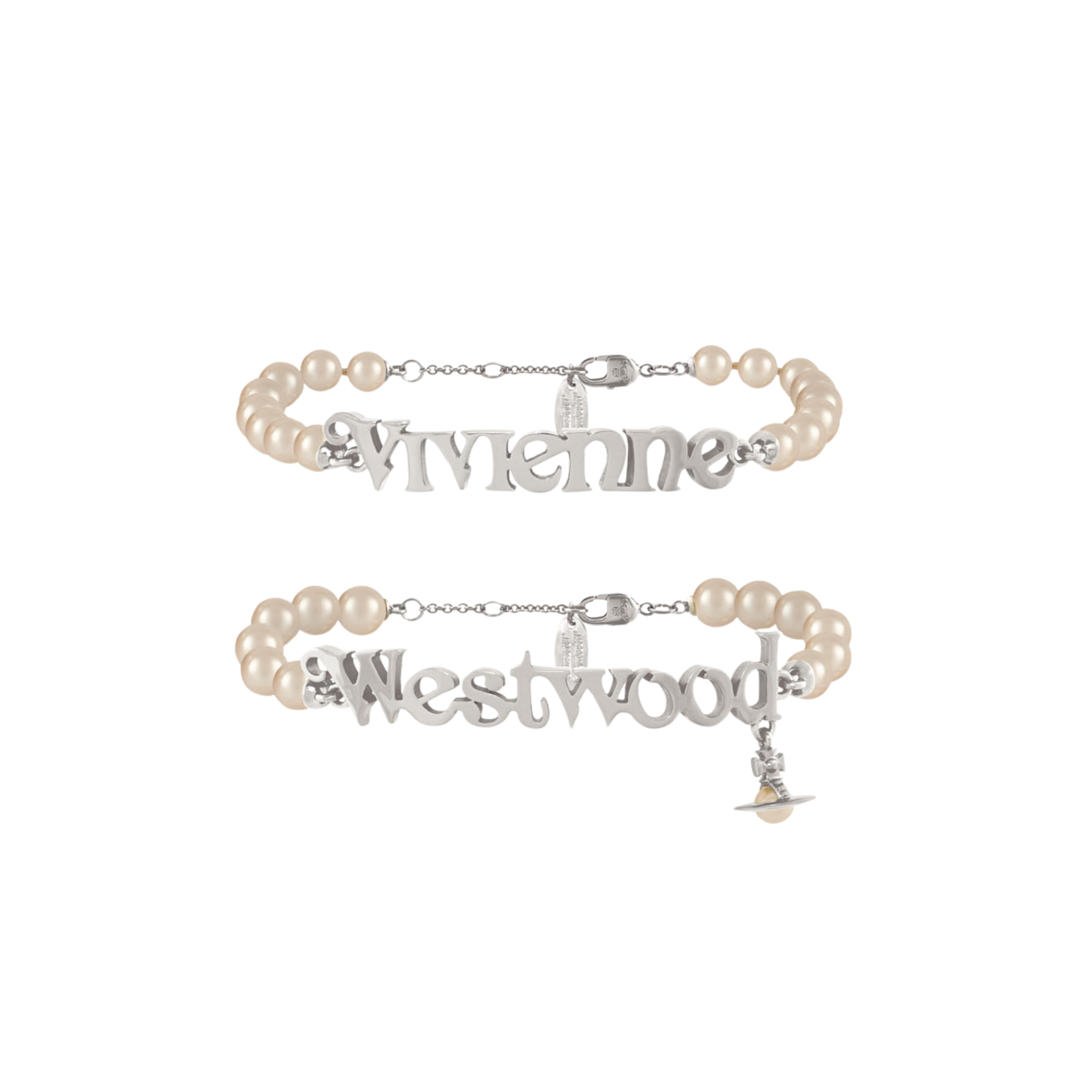 Vivienne Westwood Platinum/Cream Amelia Pearl Double Bracelet