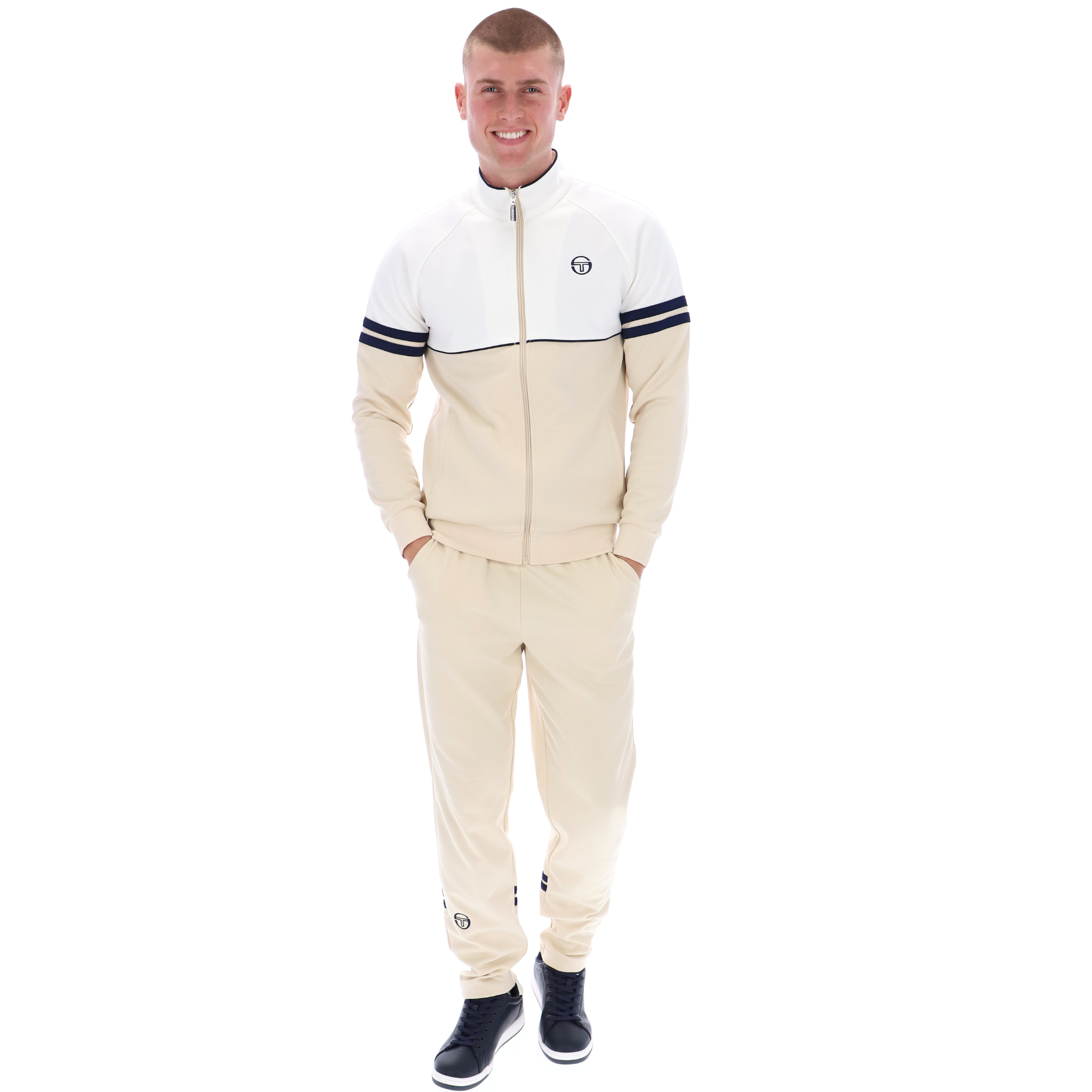 Mens Sergio Tacchini Sandshell/Maritime Blue Orion Track Pants