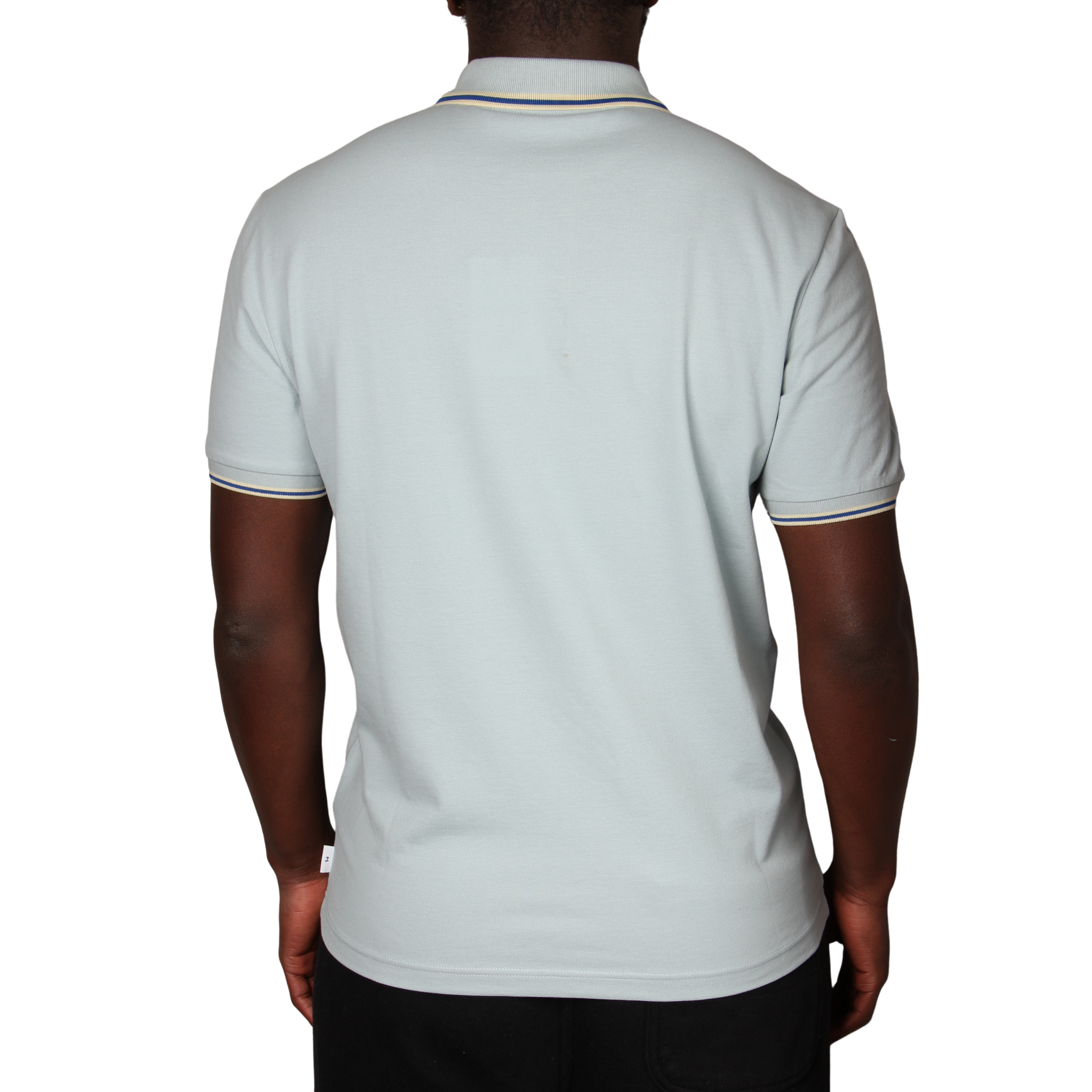 Mens Paul Smith Pale Blue Tipped Button Reg Fit S/s Polo