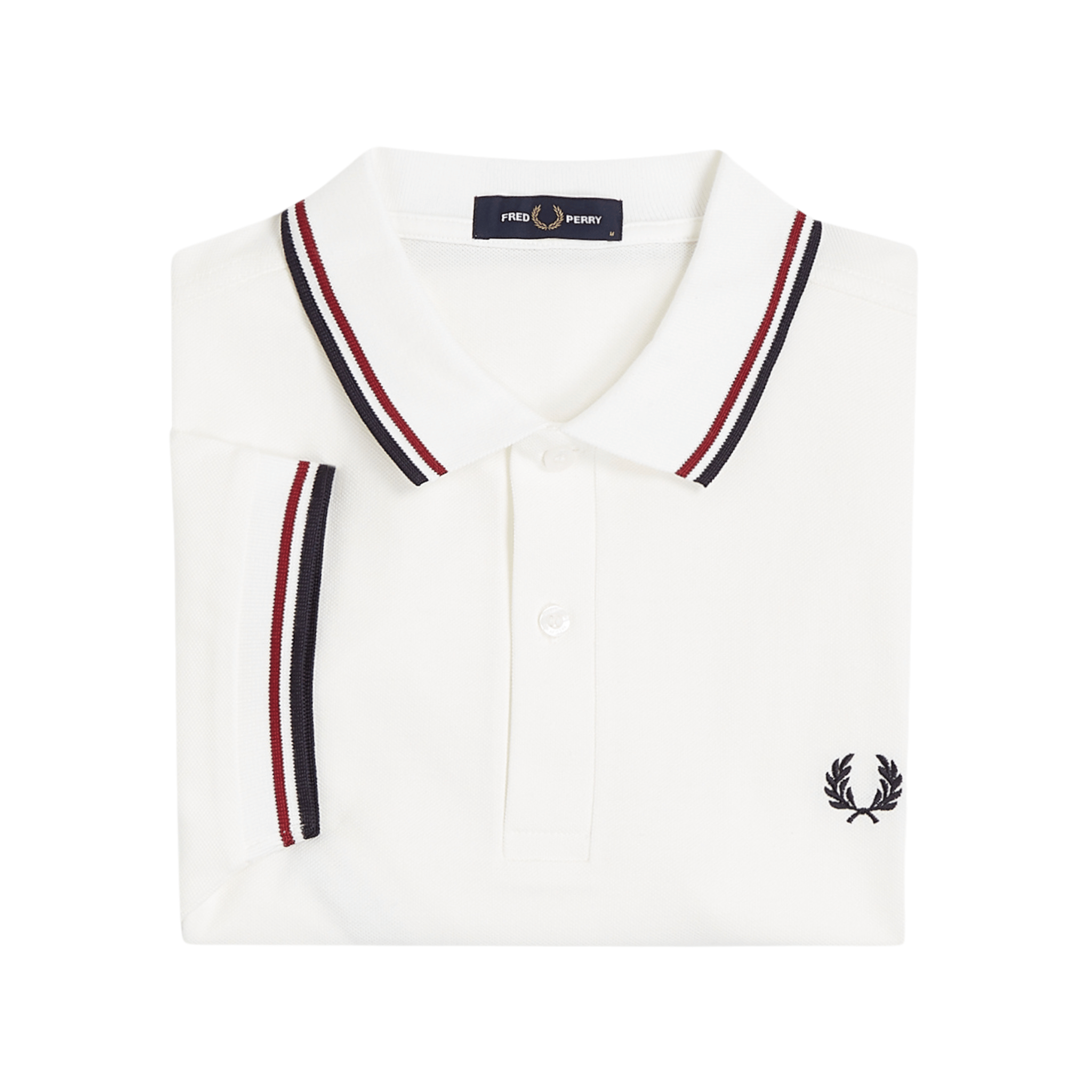 Mens Fred Perry Snow White/Red/Navy Twin Tipped S/s Polo