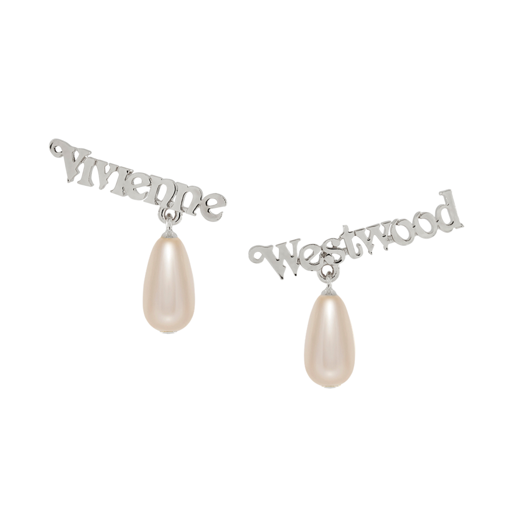 Vivienne Westwood Platinum/Cream Amelia Pearl Drop Earrings