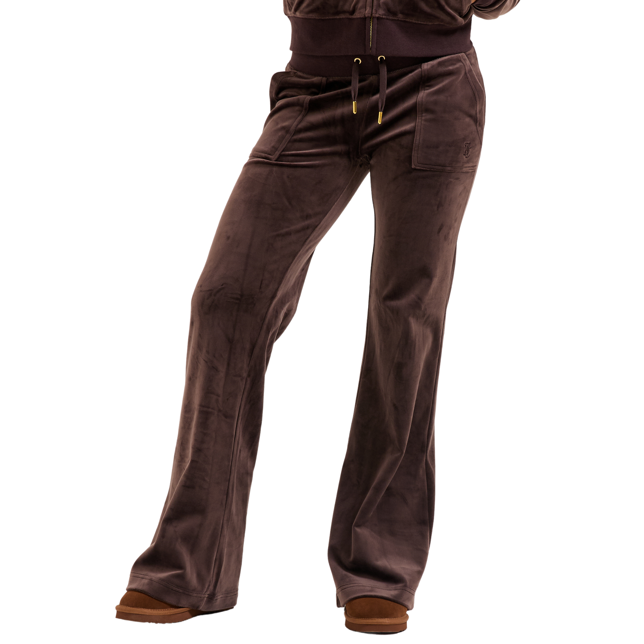 Womens Juicy Couture Java Layla Gold Velour Pants