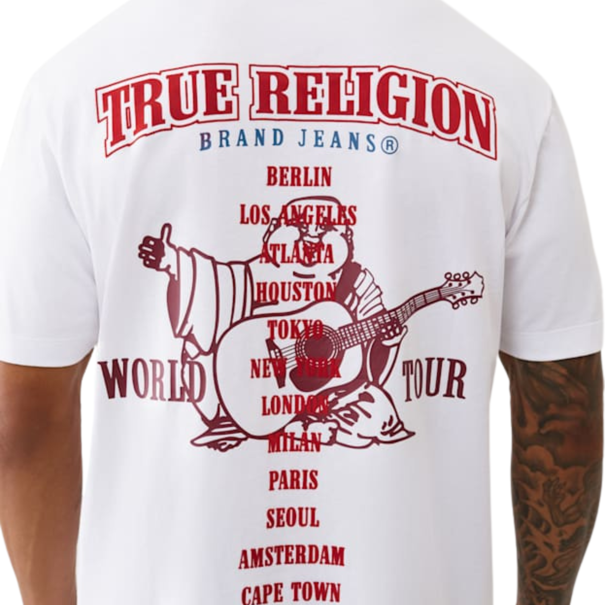 Mens True Religion Optic White Flock Buddha S/s T Shirt