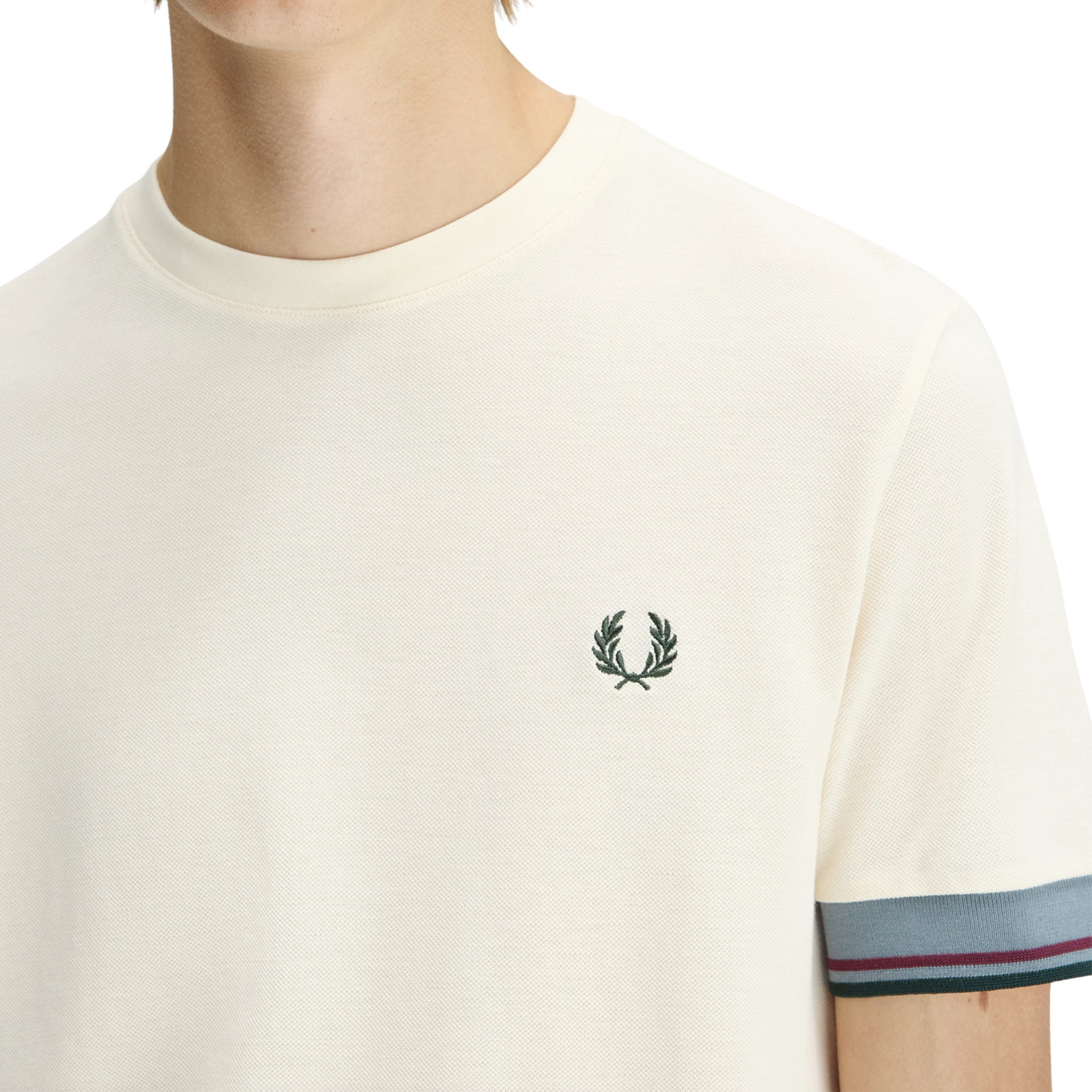 Mens Fred Perry Ecru Twin Tipped Cuff S/s T Shirt